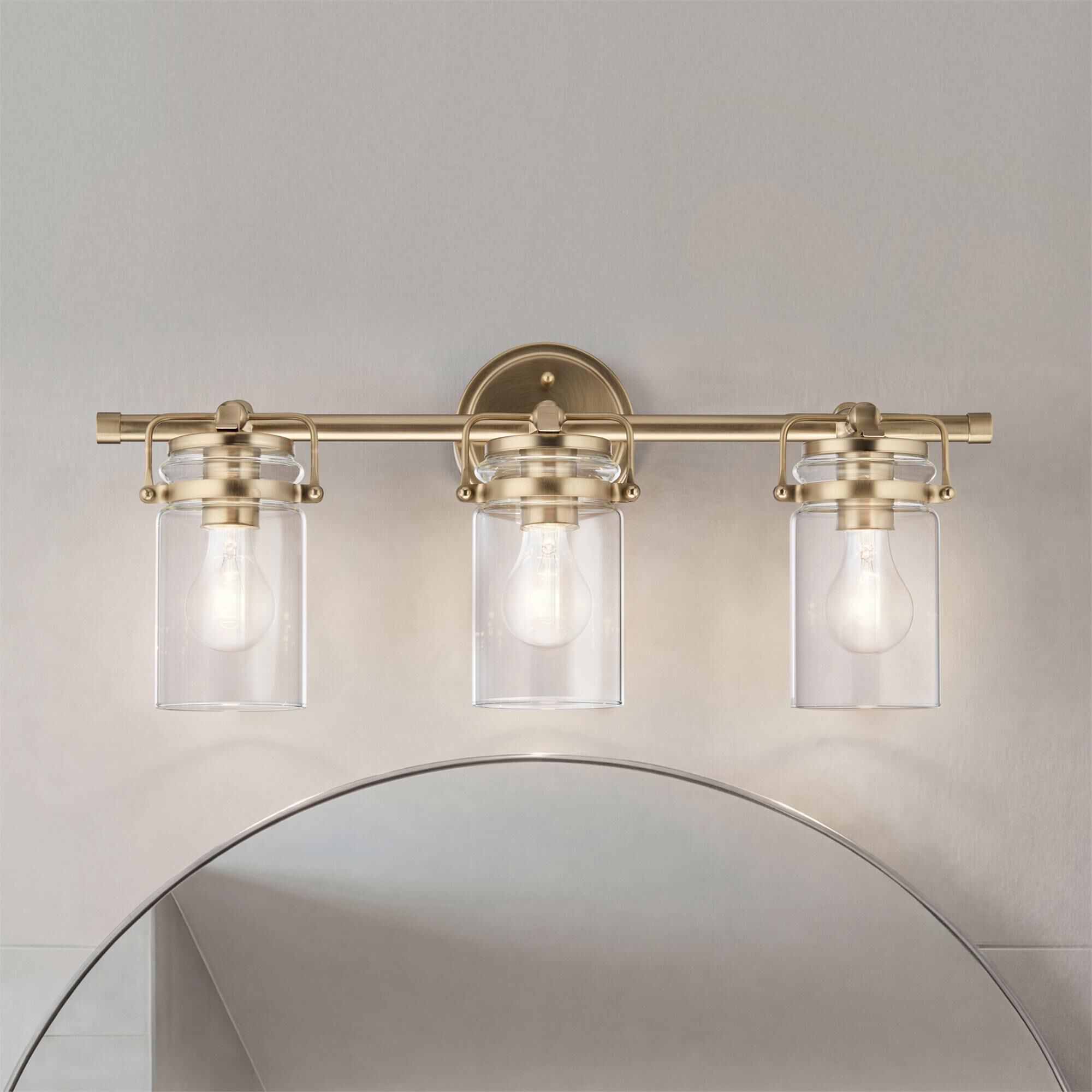 Shown in Champagne Bronze finish and Clear glass