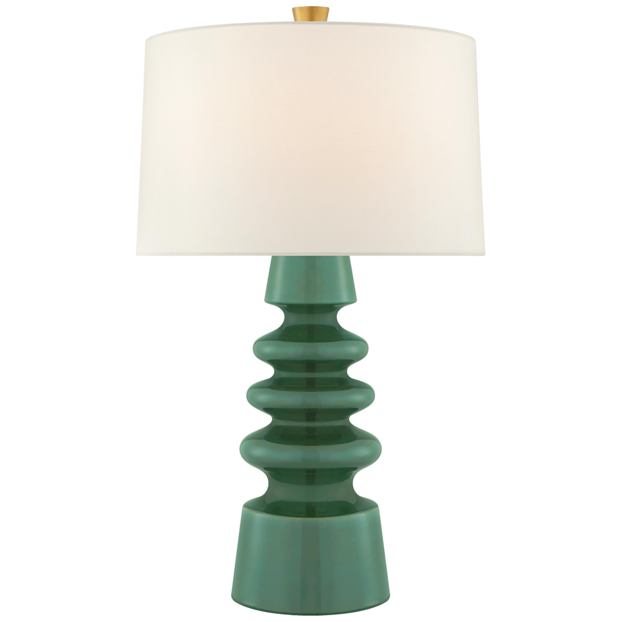 Shown in Aventurine finish and Linen shade