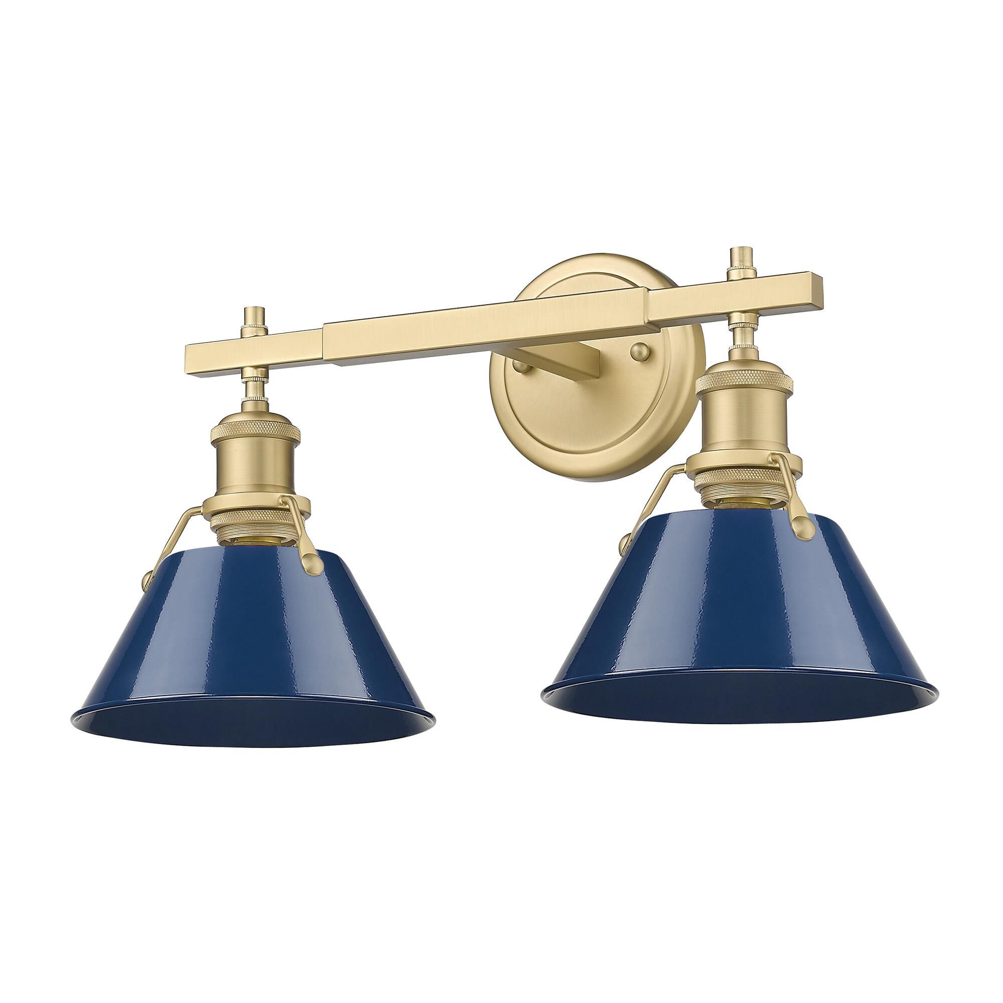 Shown in Brushed Champagne Bronze finish and Without Glass glass and Matte Navy shade