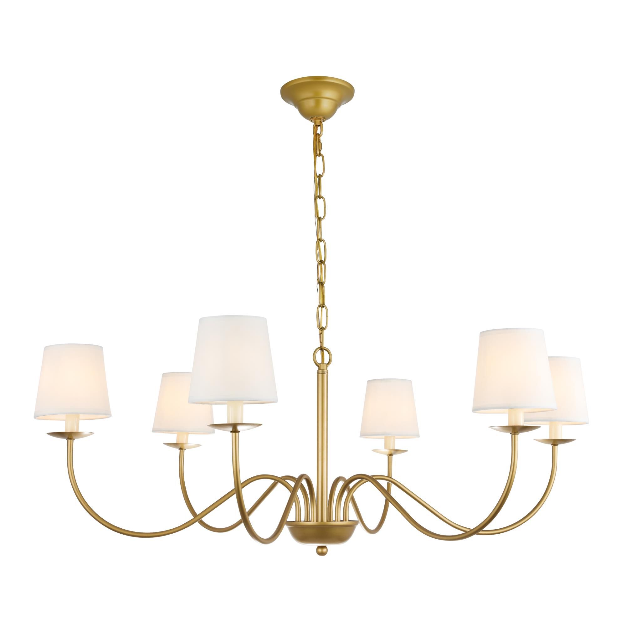 Shown in Brass finish and White Fabric shade