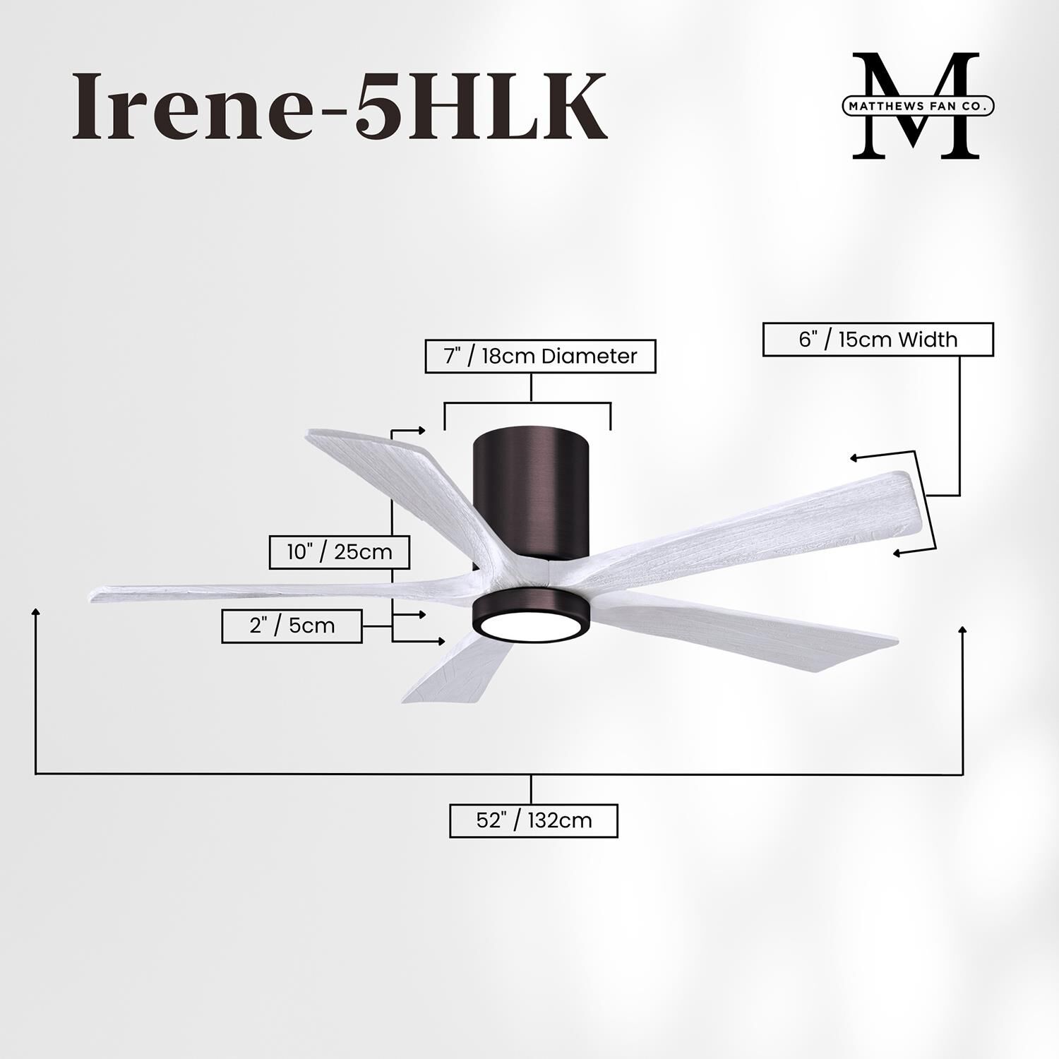 Irene 52 Inch Flush Mount Fan with Light Kit by Matthews Fan Company
