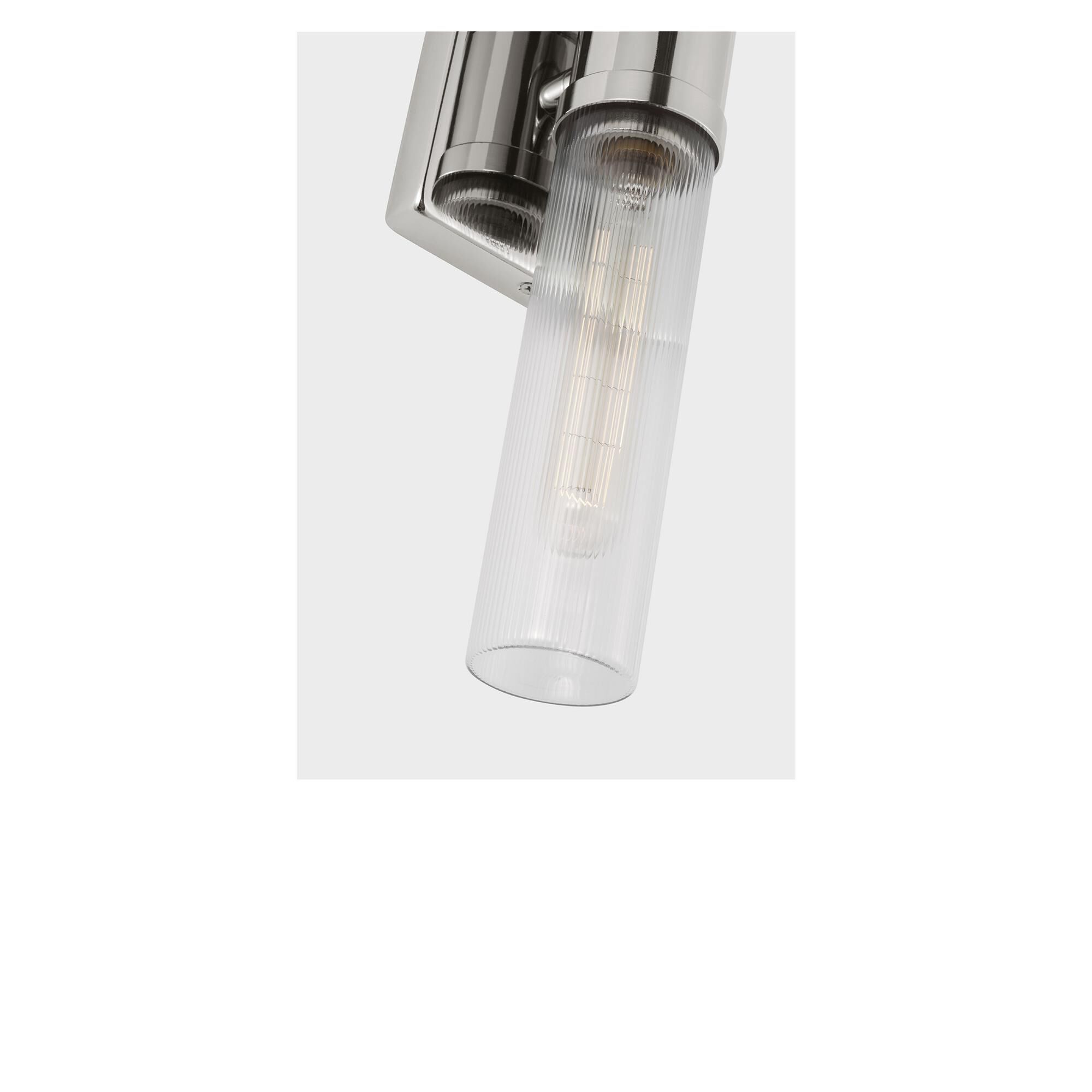 Shown in Chrome finish and Clear Fluted glass