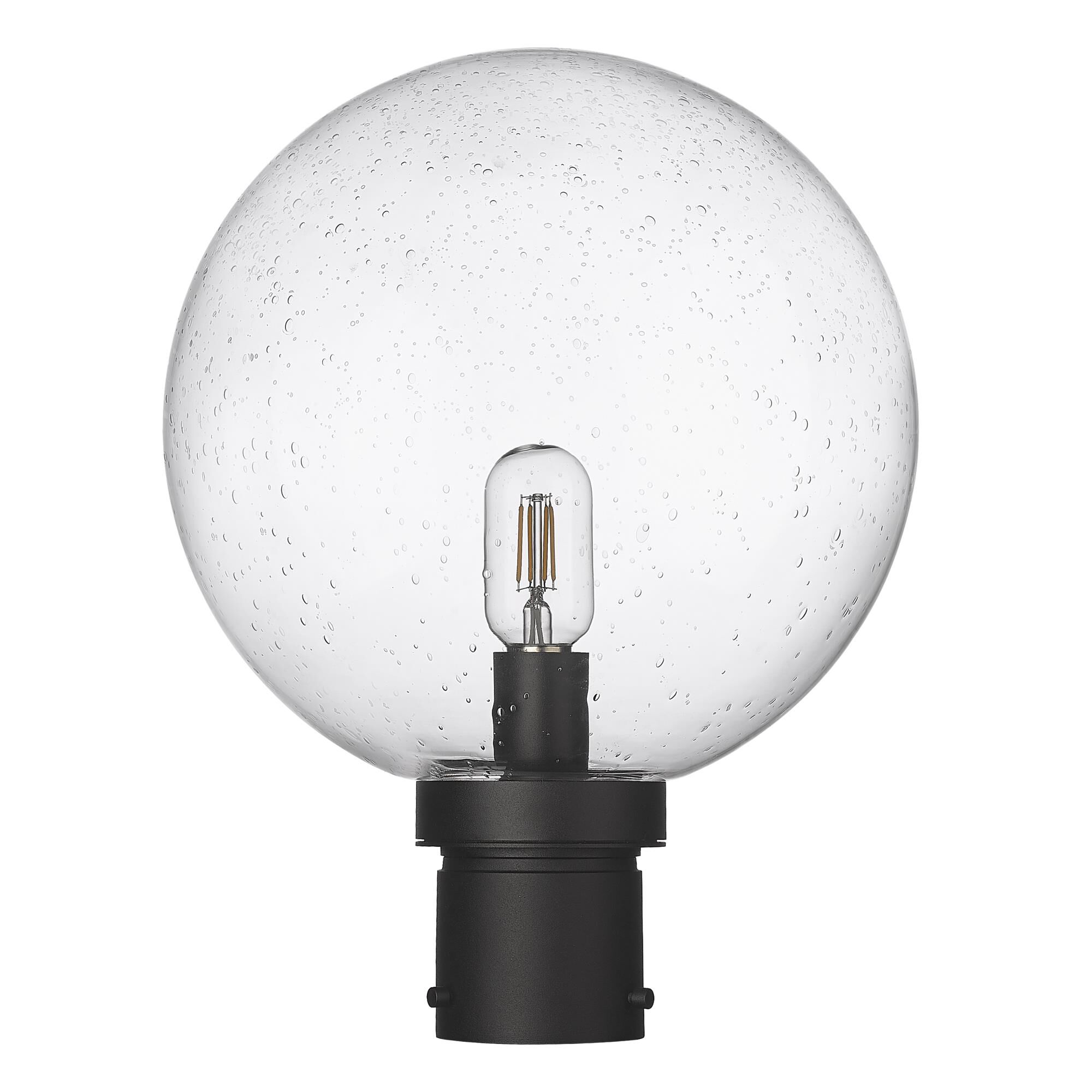 Shown in Black finish and Clear Seedy glass