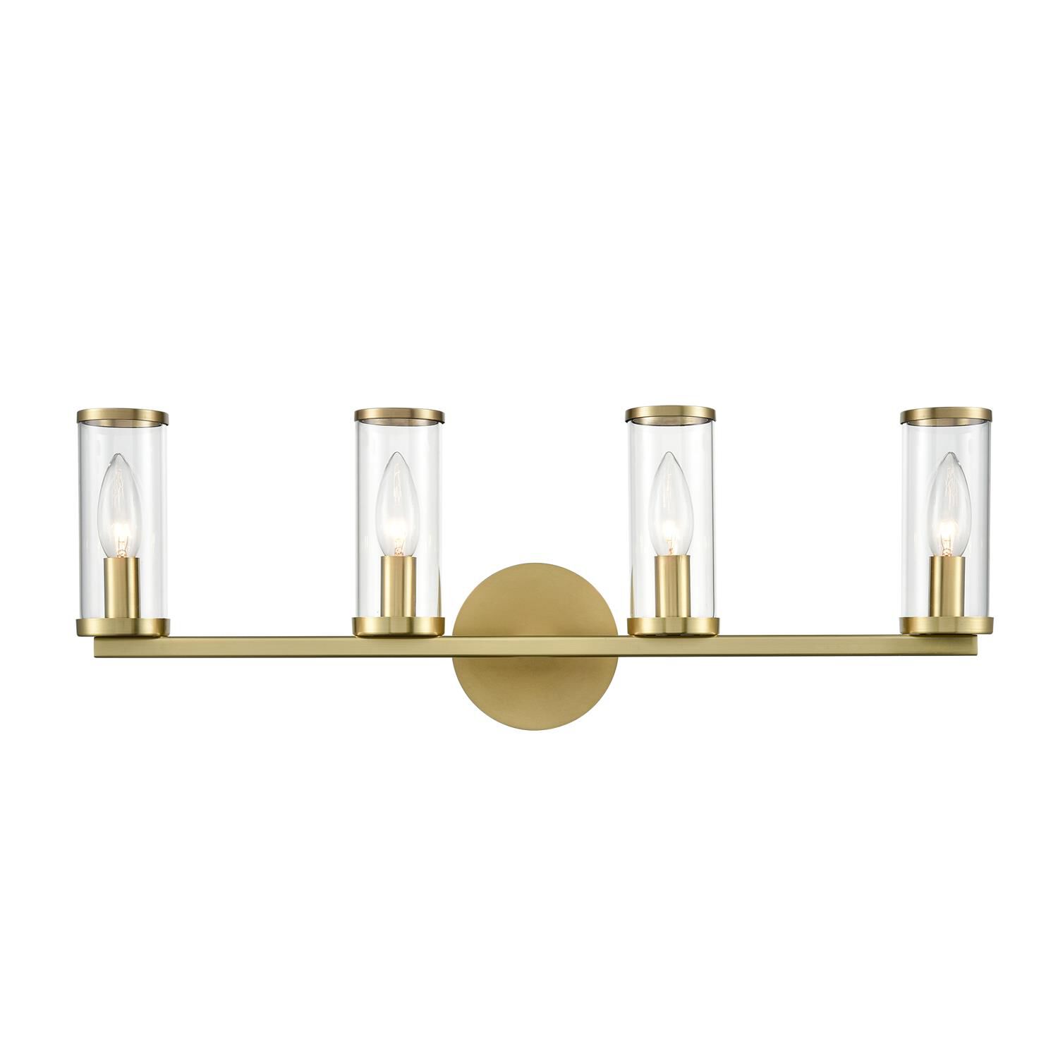 Shown in Brass finish and Clear glass