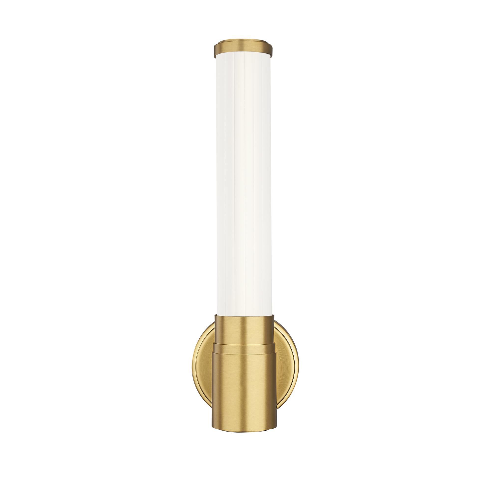 Shown in Modern Gold finish and Opal White glass and Opal White shade
