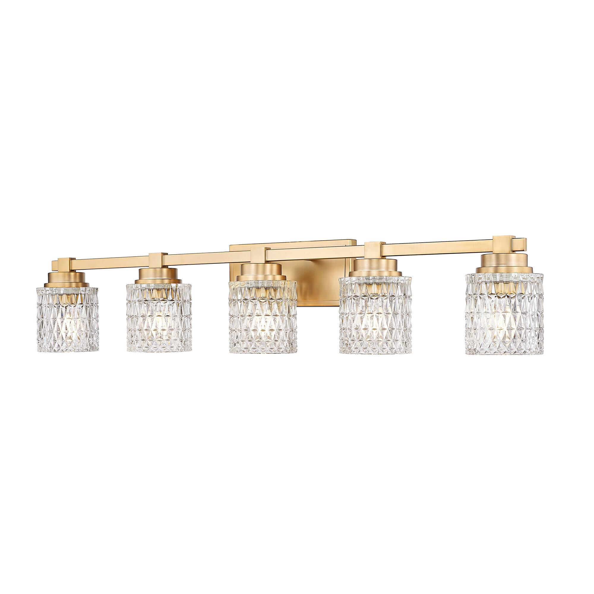 Shown in Modern Gold finish and Clear Diamond glass