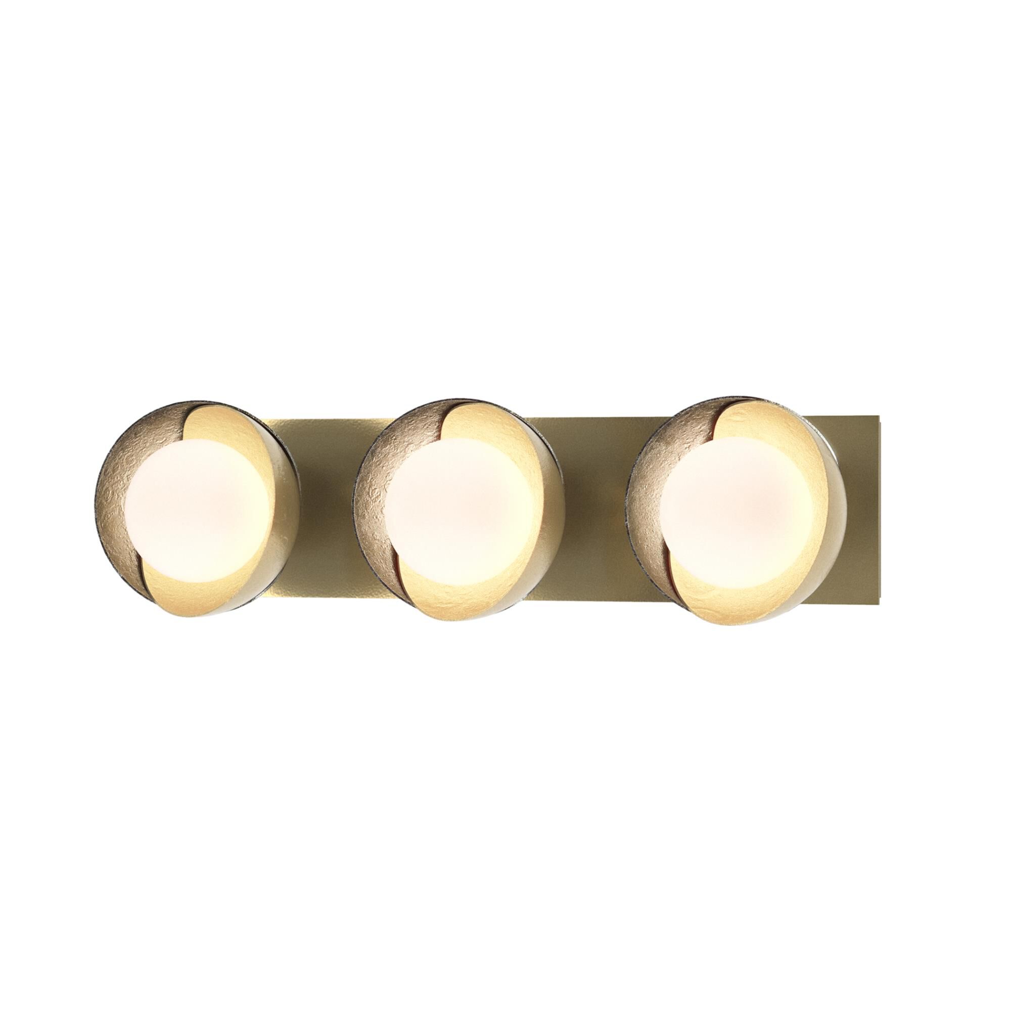 Shown in Modern Brass finish and Opal glass and Sterling (85) accent