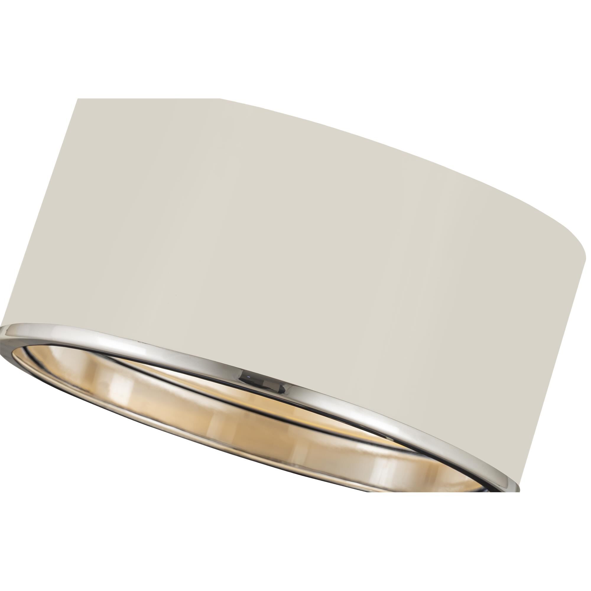 Shown in Matte White And Chrome finish and Steel glass and Steel shade