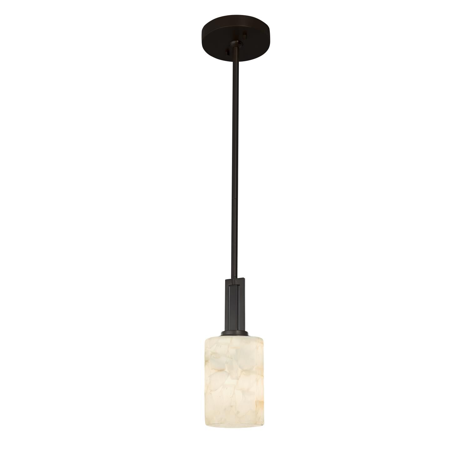 Shown in Matte Black finish and Shaved Alabaster Rocks Cast Into Resin glass and Cylinder with Flat Rim accent