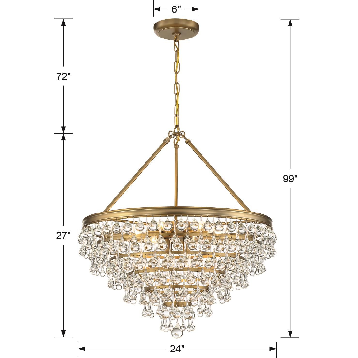 Shown in Vibrant Gold finish and Clear Glass Drops crystal