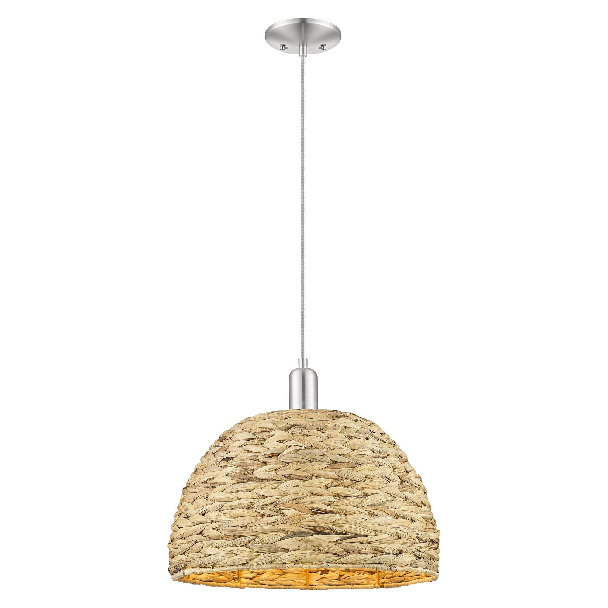 Shown in Brushed Satin Nickel finish and Natural shade