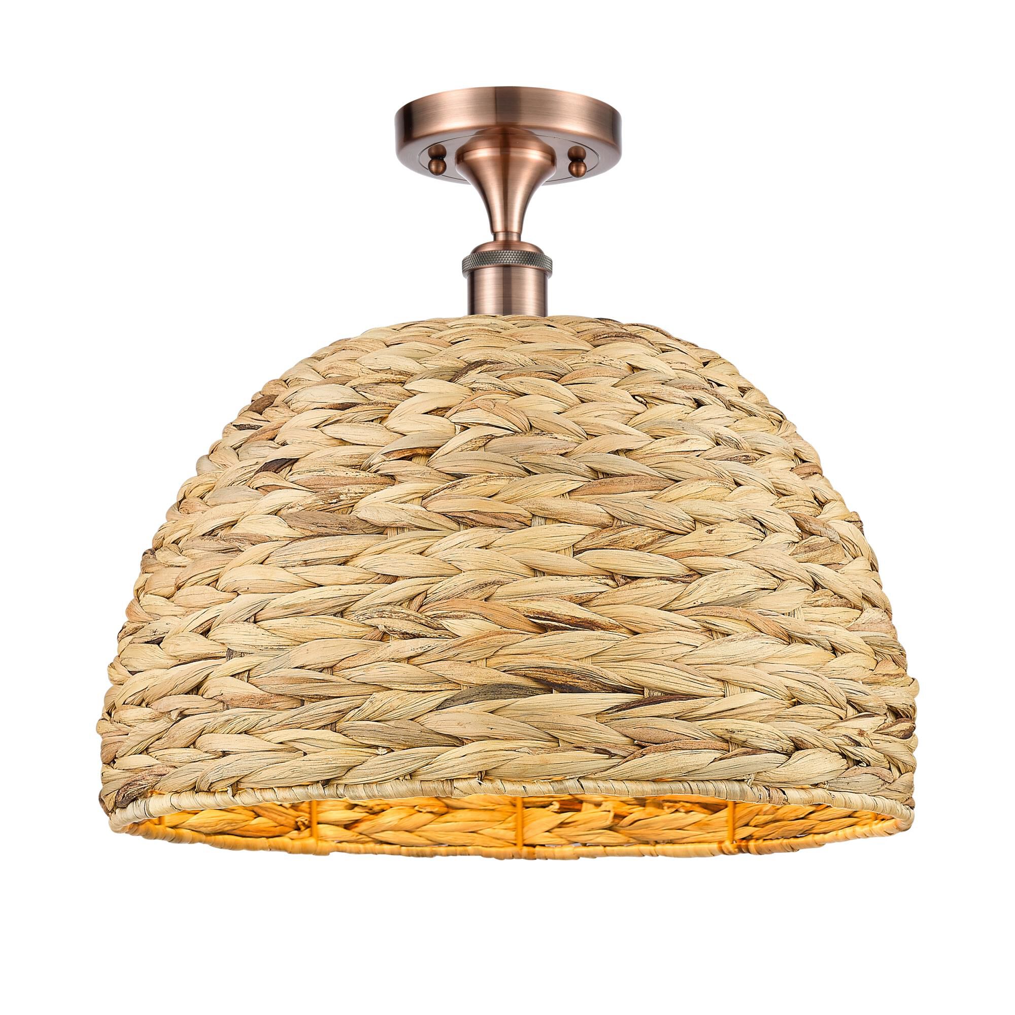 Bruno Marashlian Woven Rattan 16 Inch Semi Flush Mount by Innovations Lighting