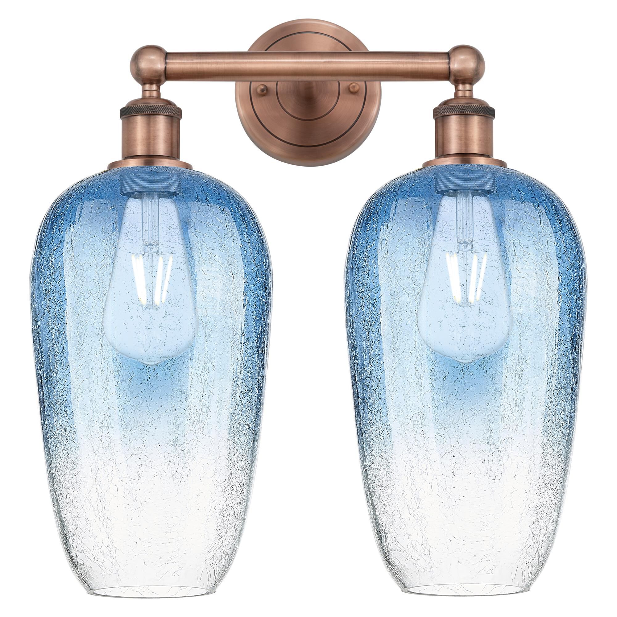 Shown in Antique Copper finish and Sapphire Blue glass