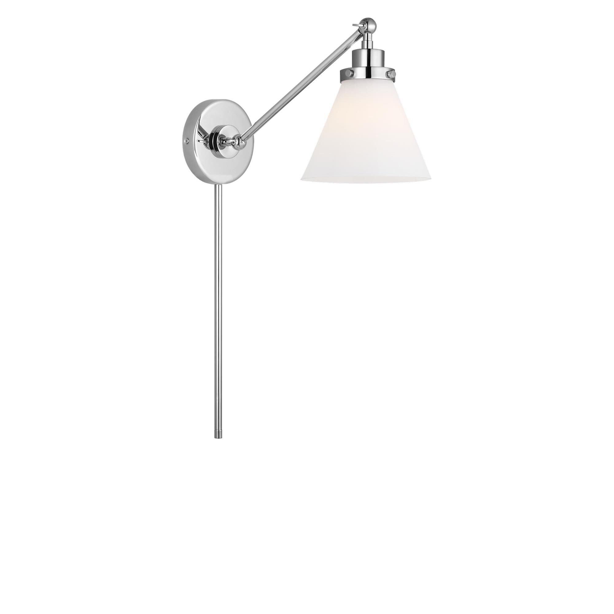 Shown in Polished Nickel finish and Milk Glass shade