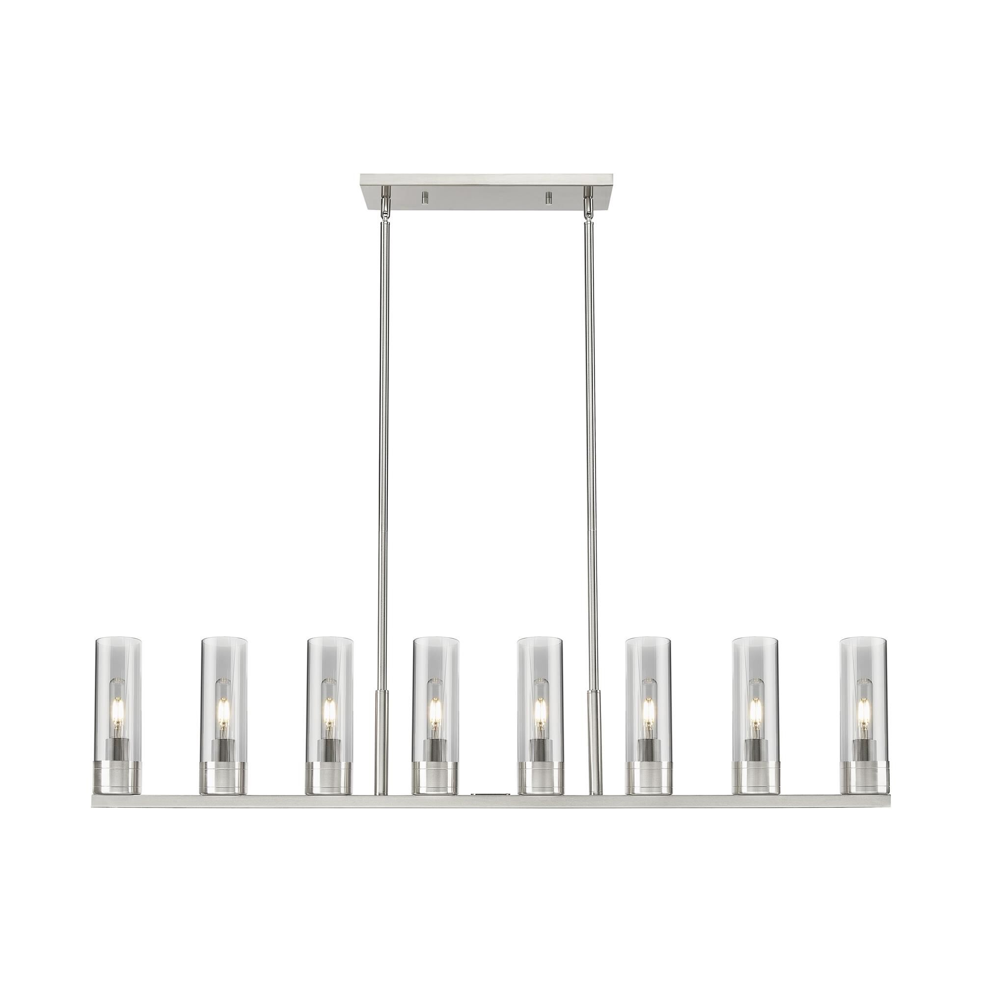 Shown in Satin Nickel finish and Light Smoke glass