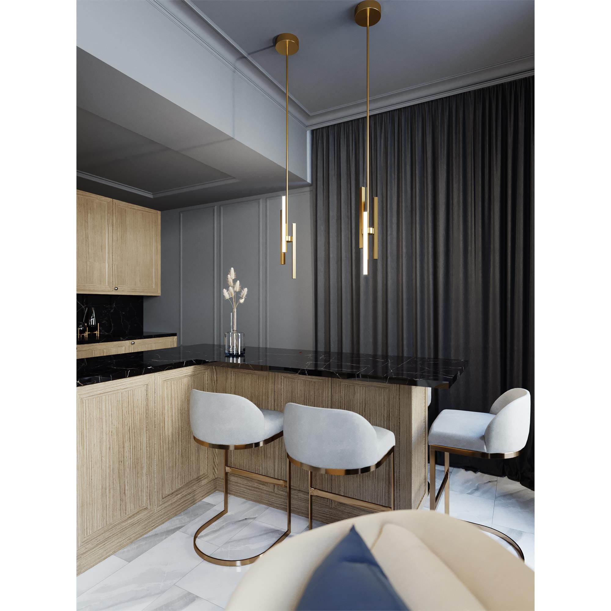 Shown in Satin Brass finish and White Acrylic shade