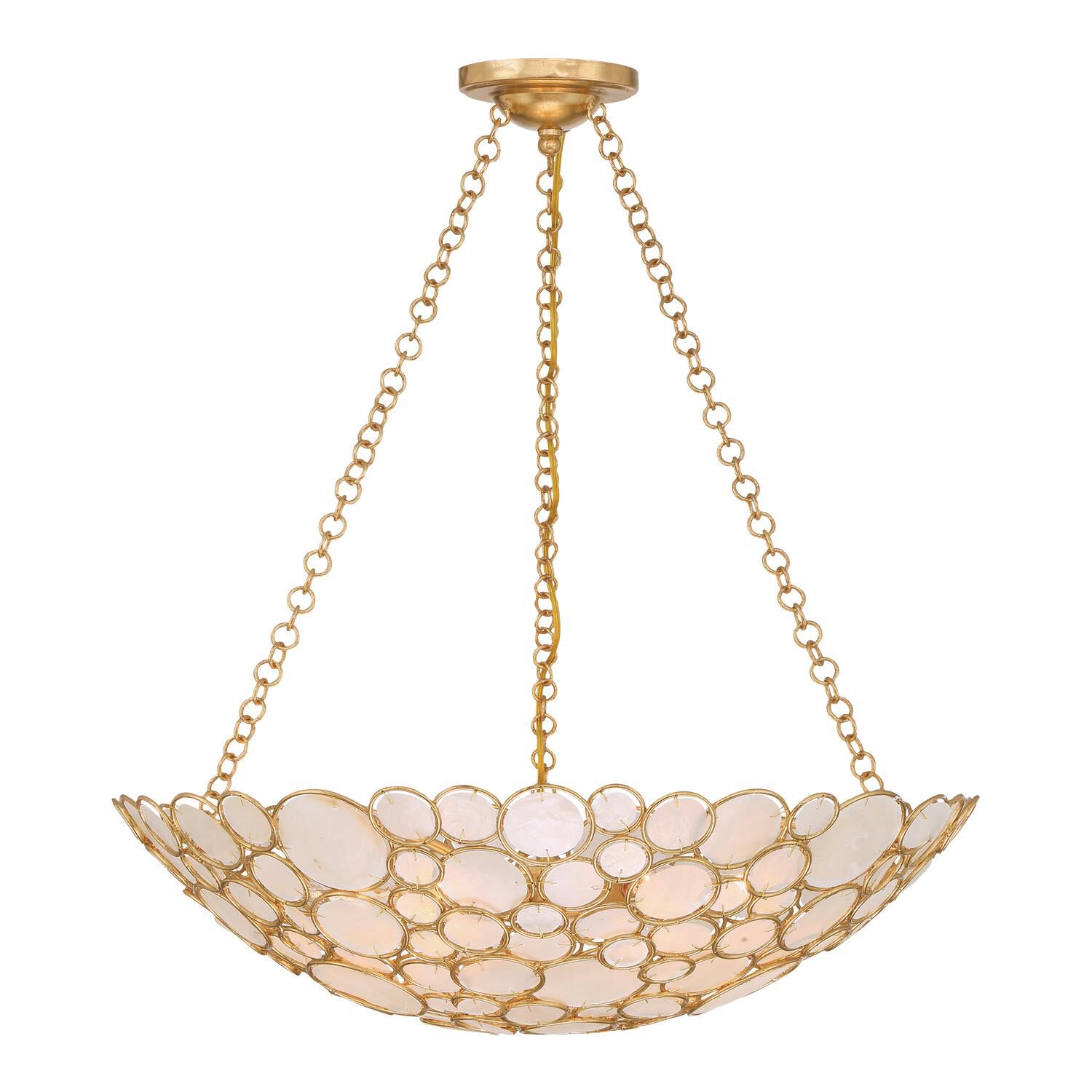 Shown in Antique Gold finish and Capiz Shell crystal