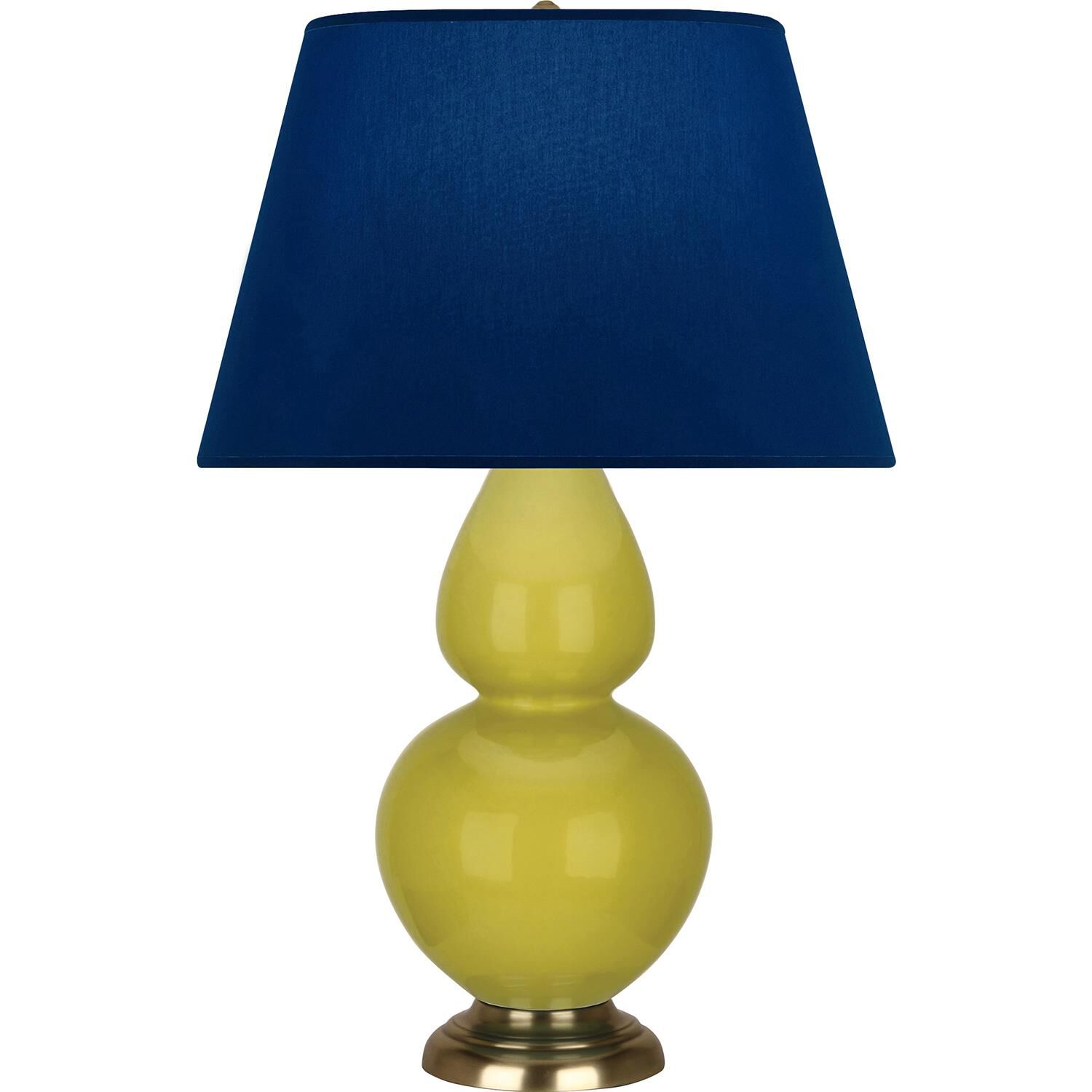 Shown in Citron finish and Navy and Gray shade and Antique Brass accent