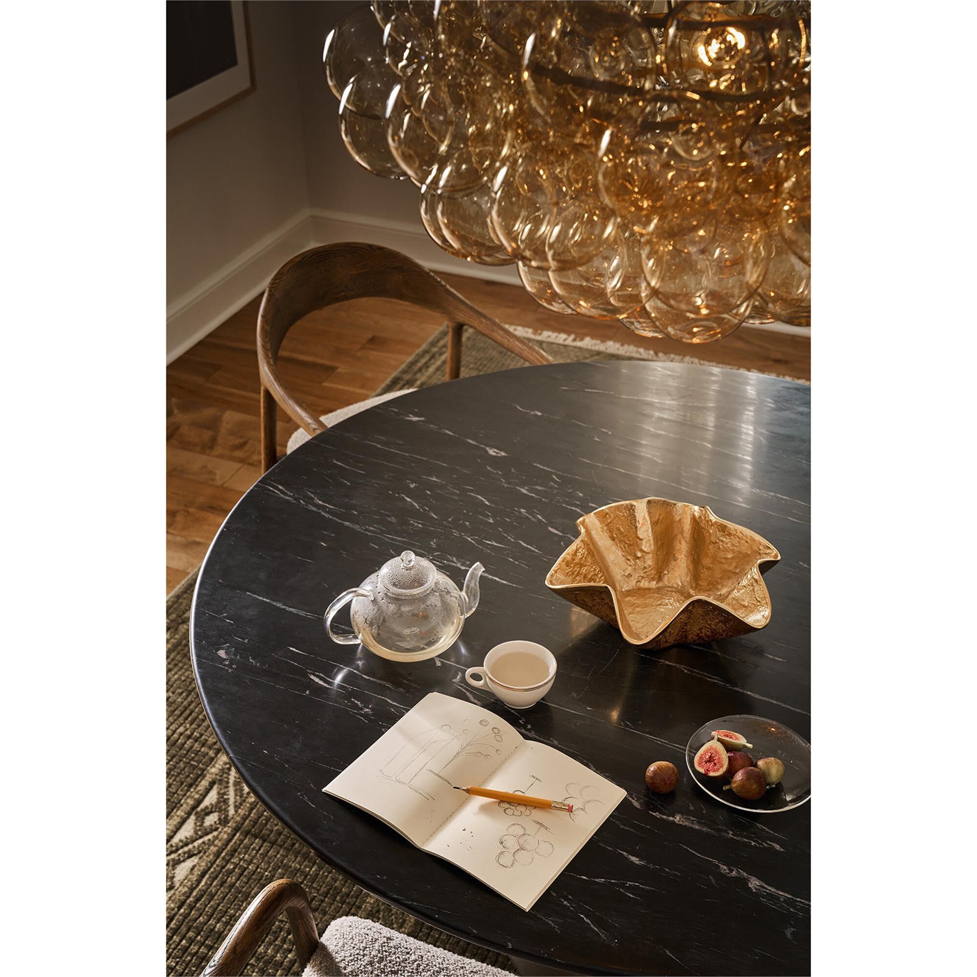 Shown in Natural Brass finish and Amber glass