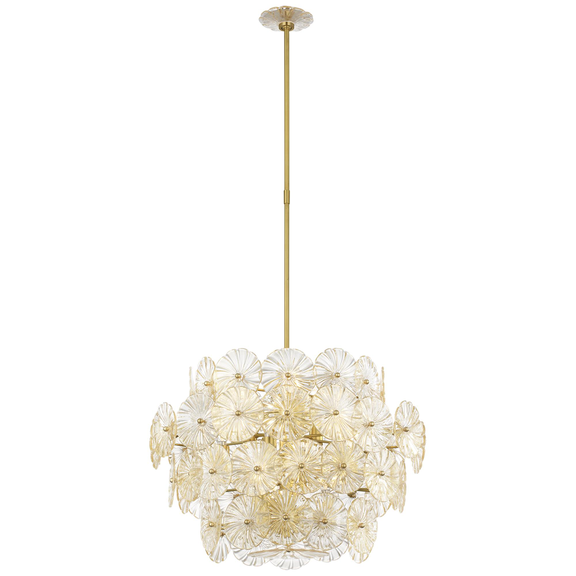 Shown in Hand-Rubbed Antique Brass finish and Gold Fleck glass