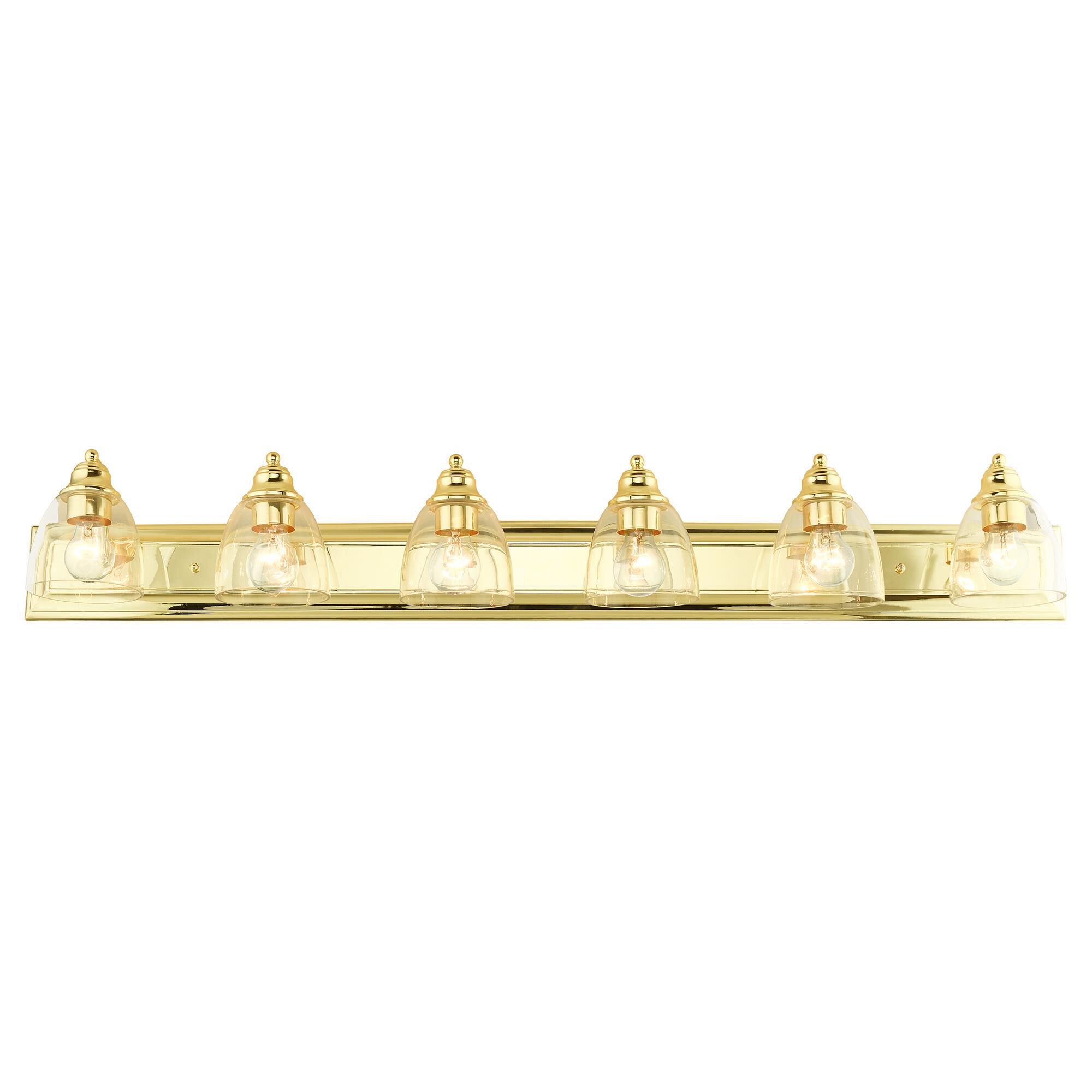 Shown in Polished Brass finish and Hand Blown Clear glass