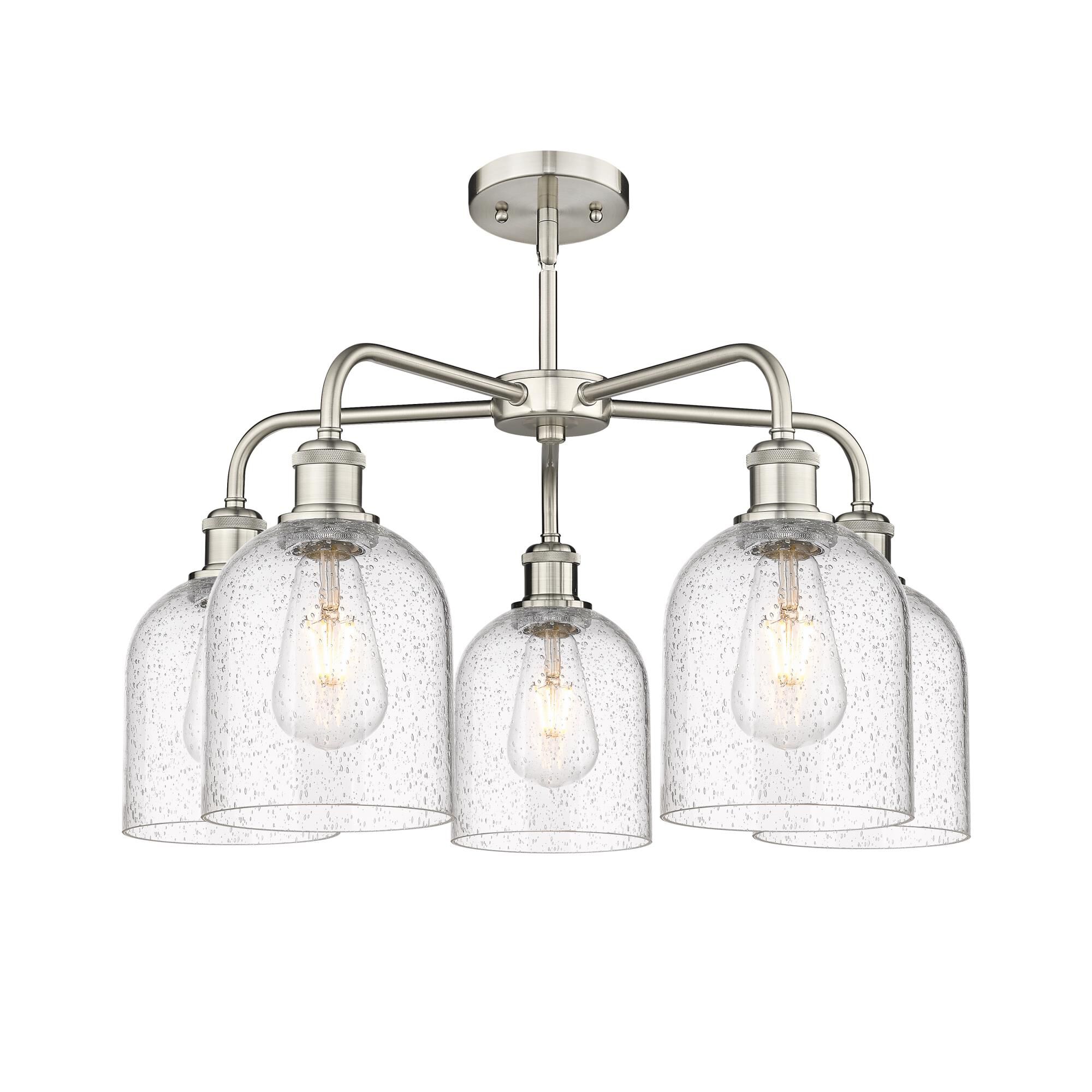 Shown in Satin Nickel finish and Seedy glass