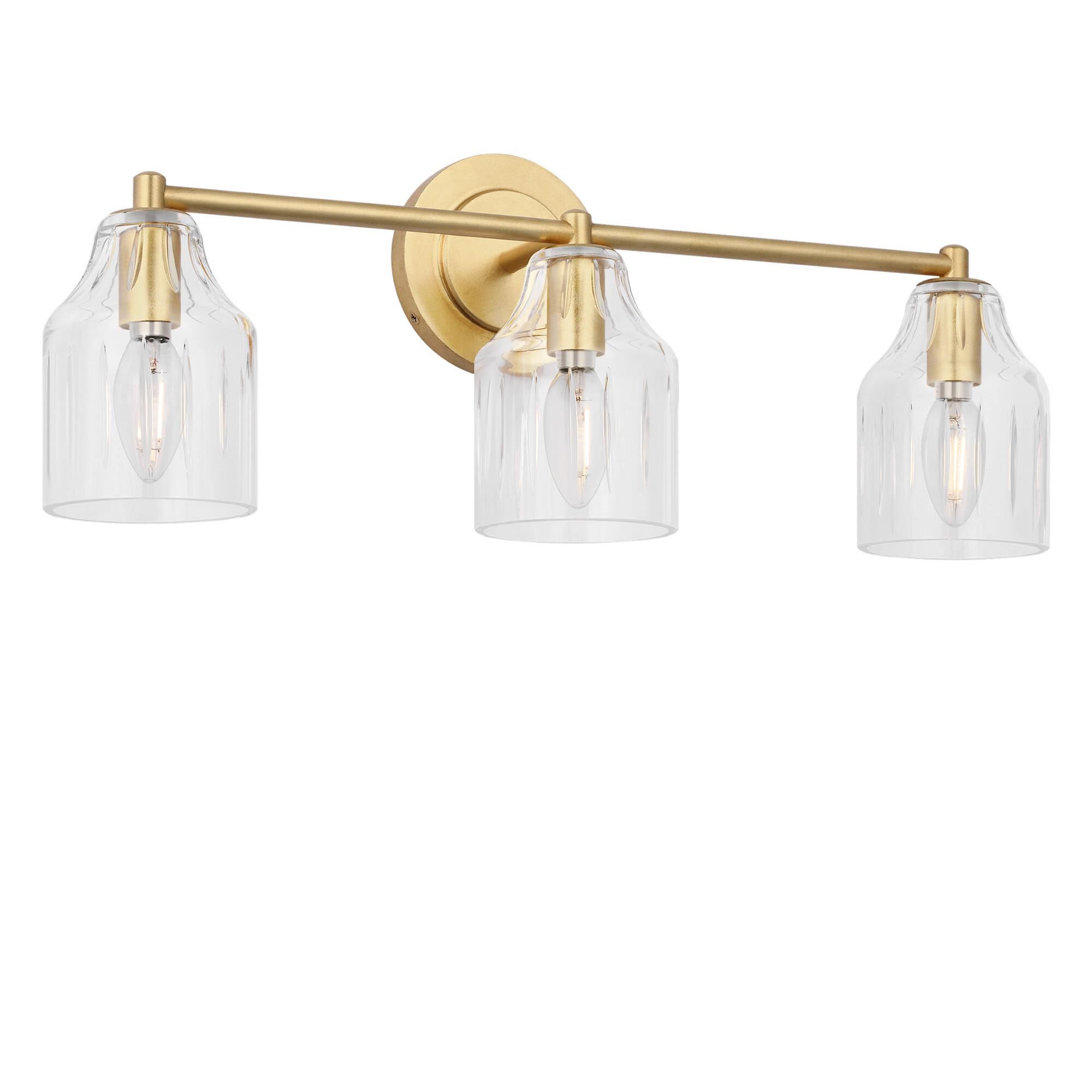 Shown in Gild finish and Hand Cut Clear glass