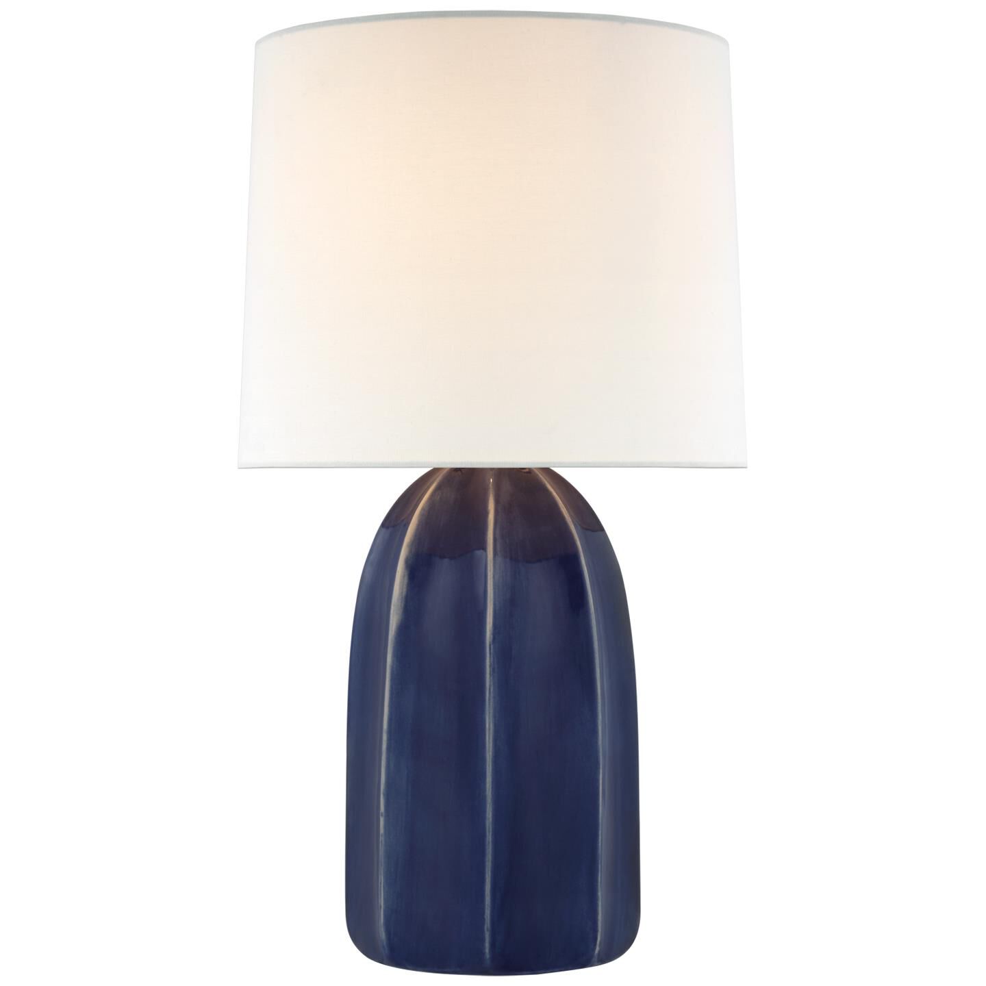 Shown in Frosted Medium Blue finish and Linen shade