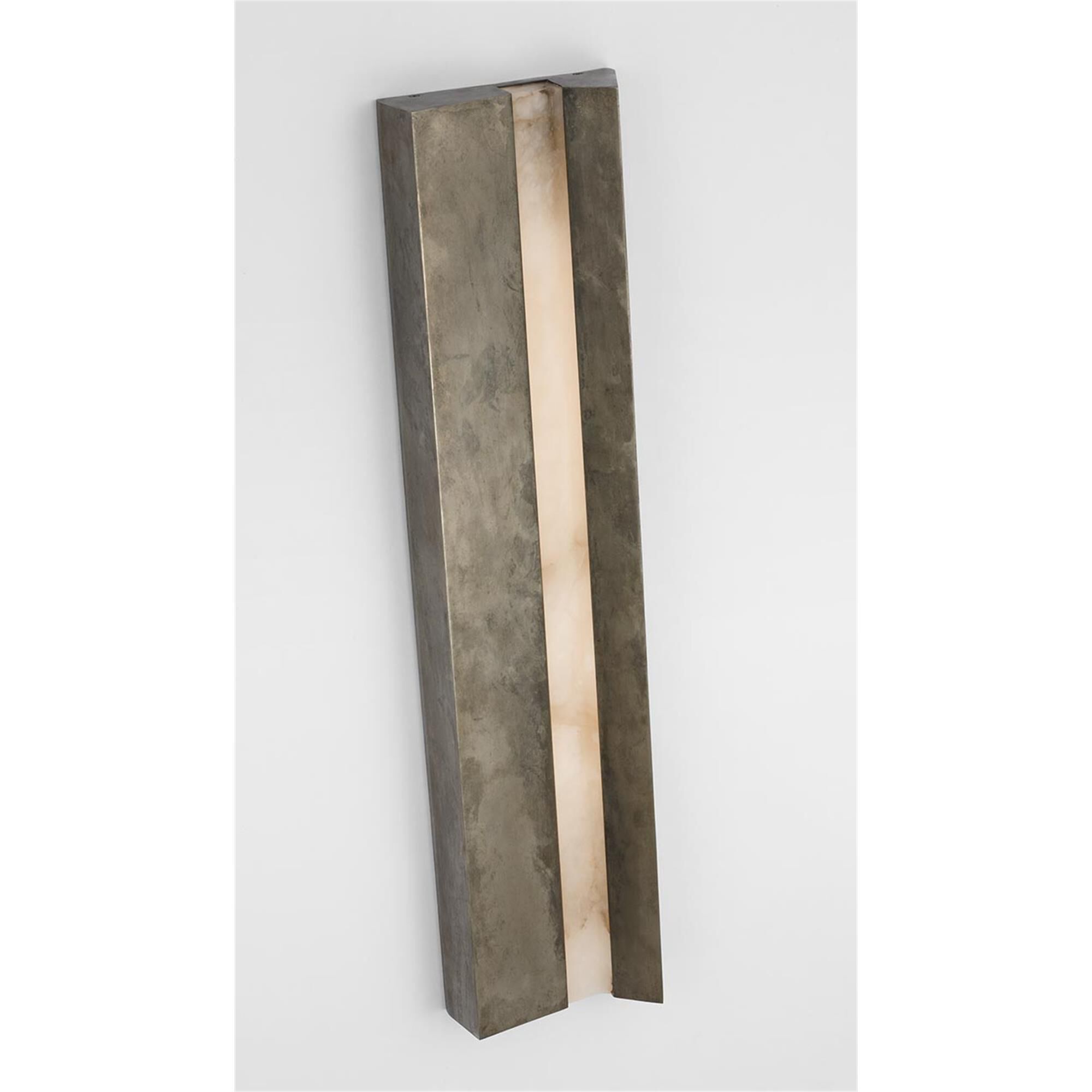 Shown in Mottled Pewter finish and Alabaster shade