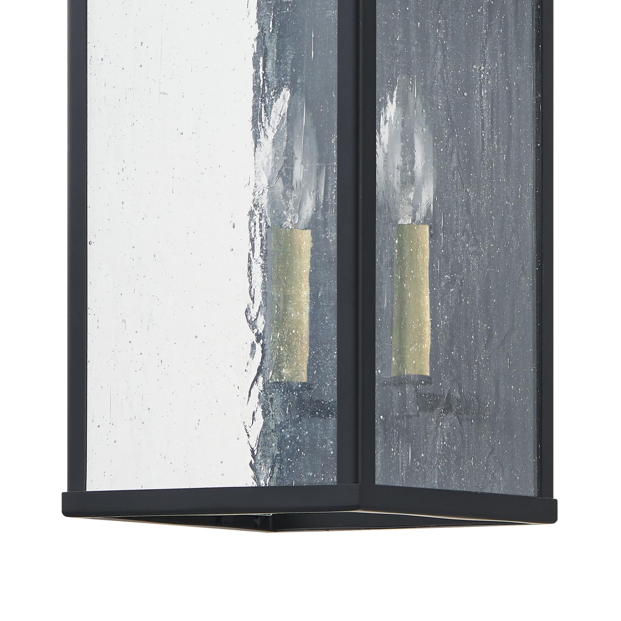 Shown in Matte Black finish and Clear Antique glass