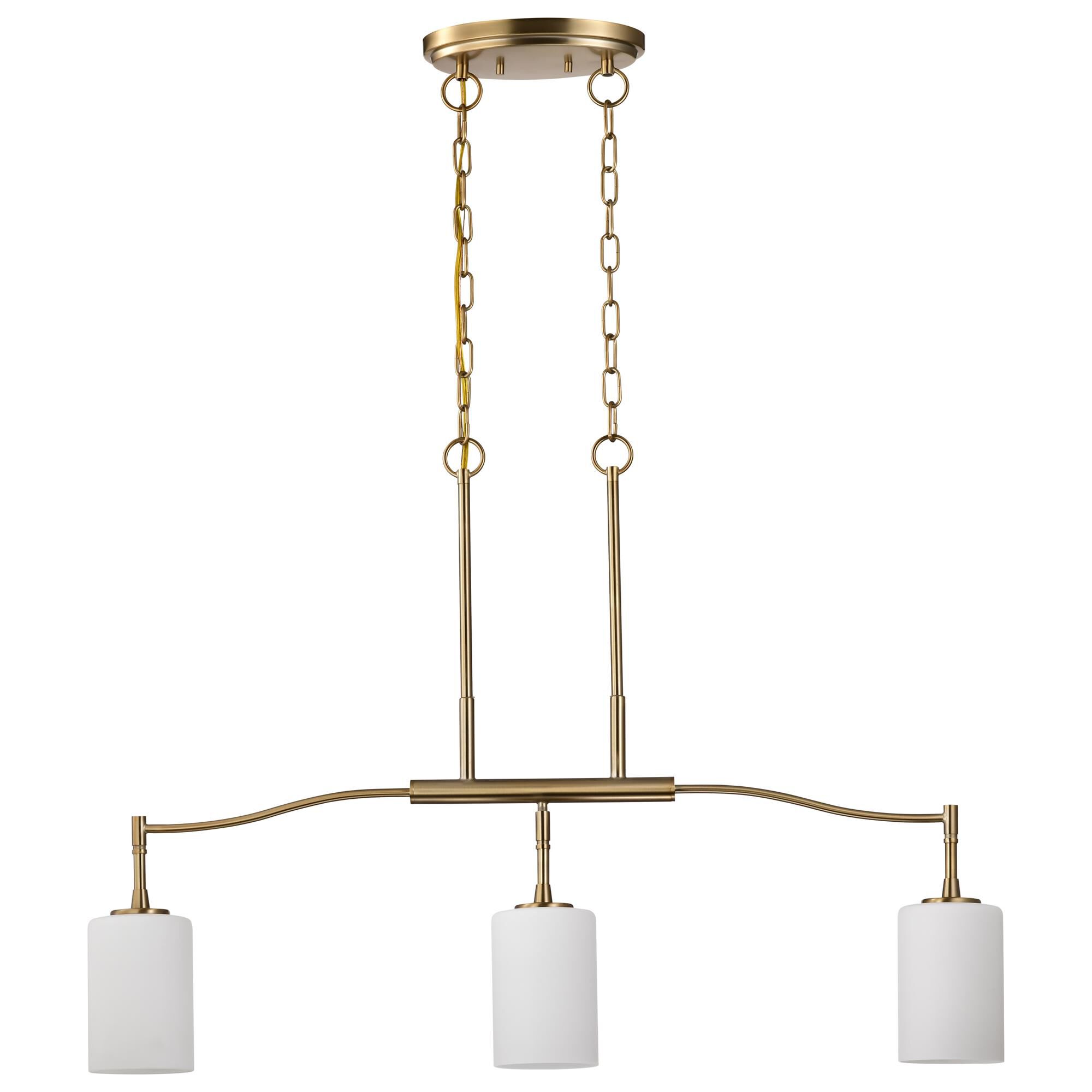 Shown in Burnished Brass finish and White Opal glass
