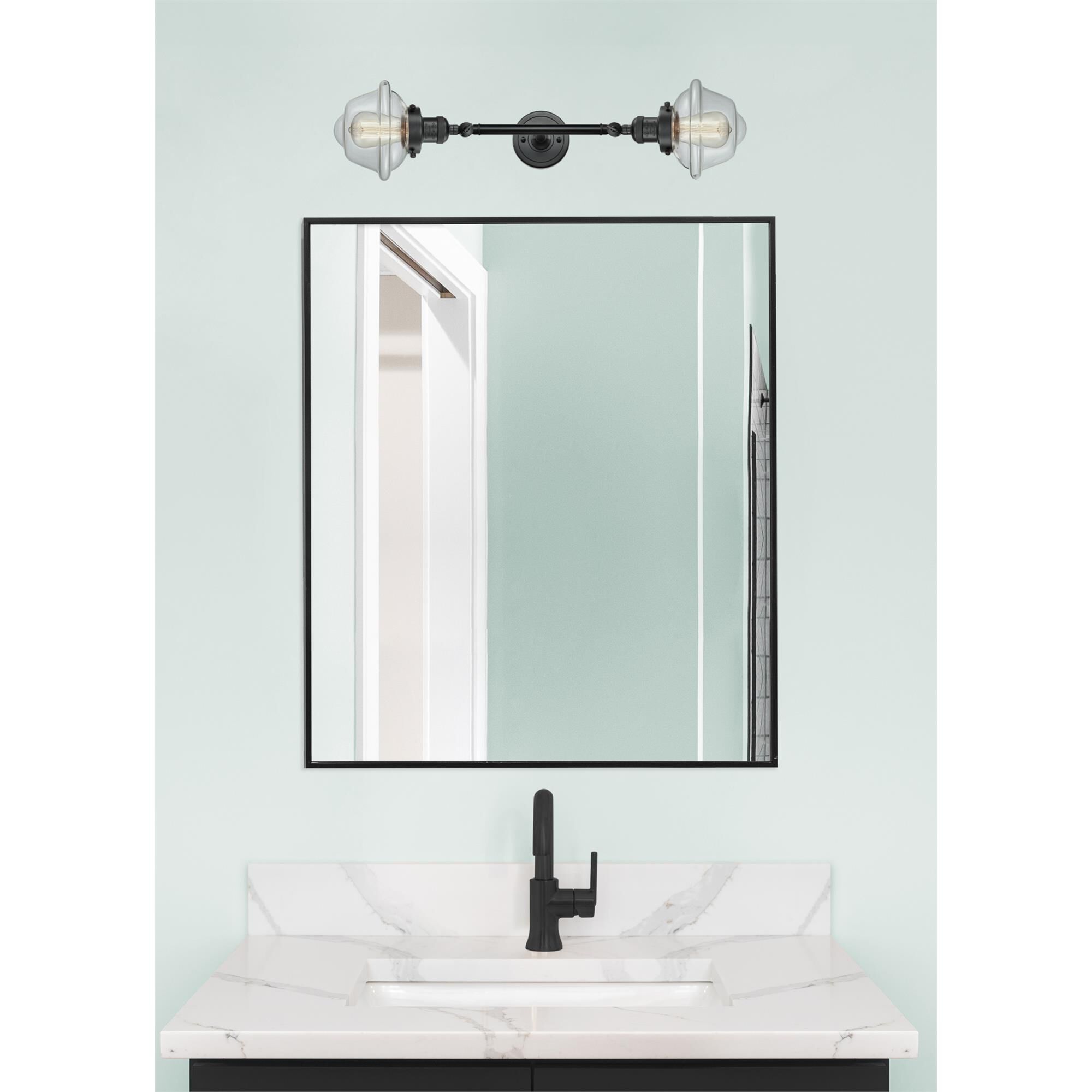 Shown in Matte Black finish and Clear glass