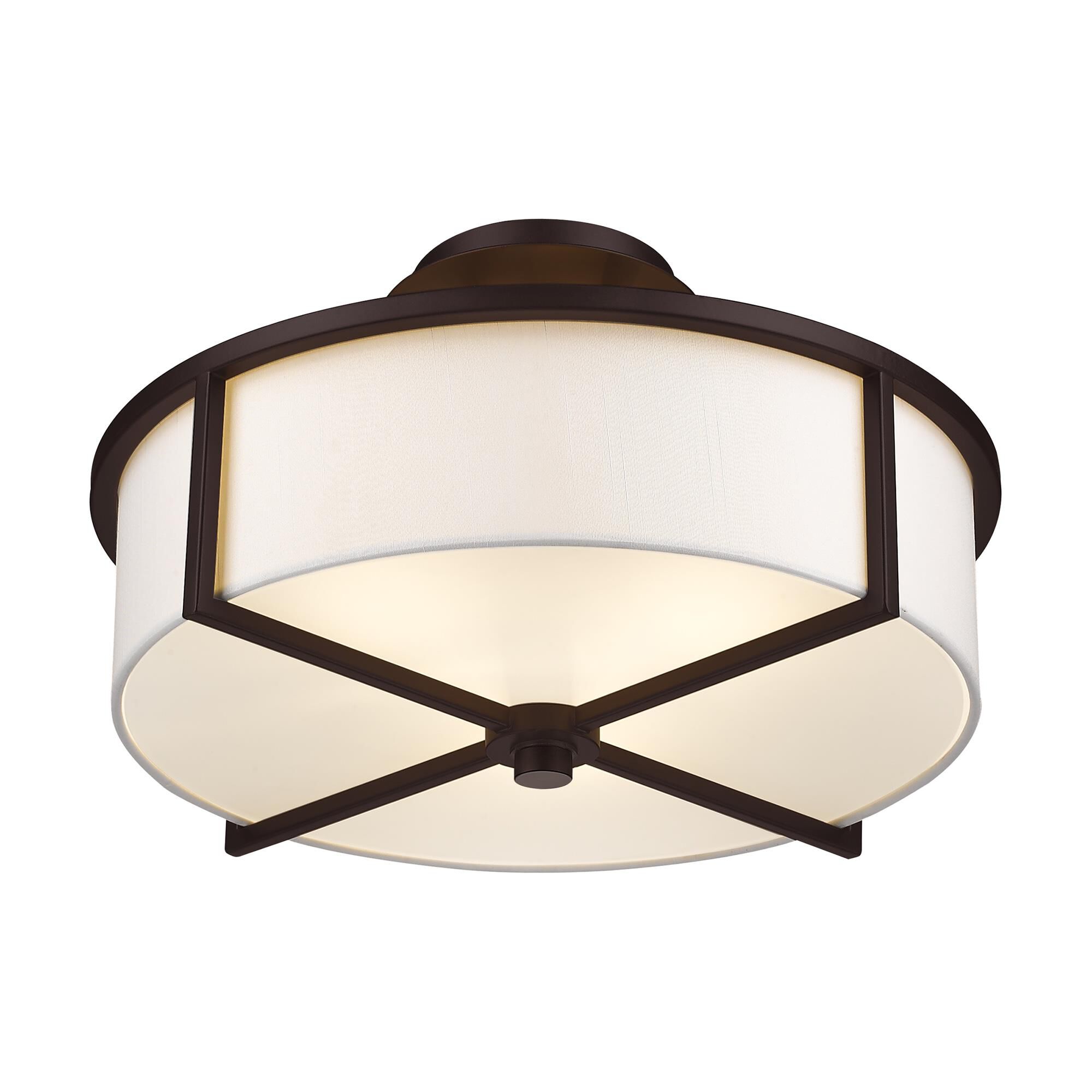 Shown in Bronze finish and Hand Crafted Off-White Fabric Hardback shade