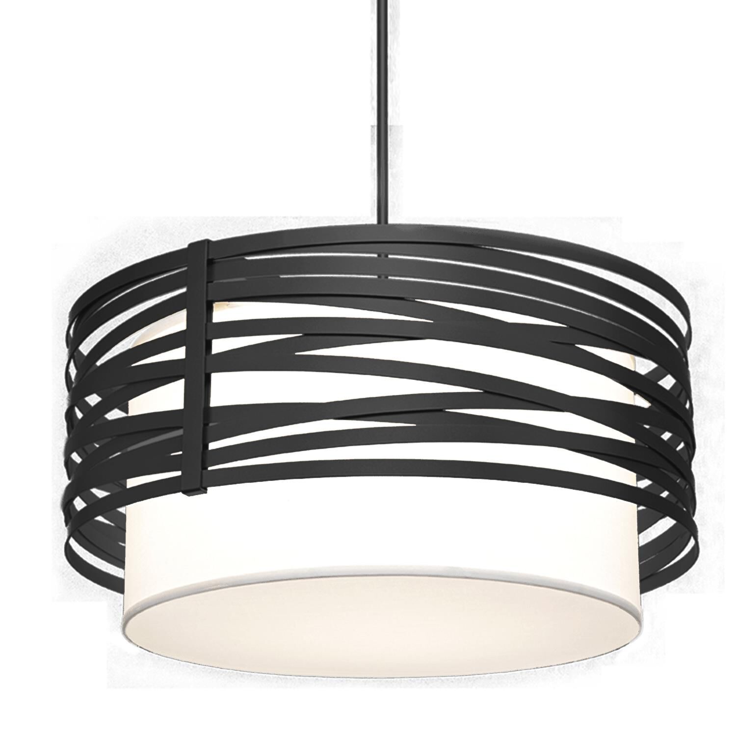 Shown in Matte Black finish and Without Glass glass and White Linen shade