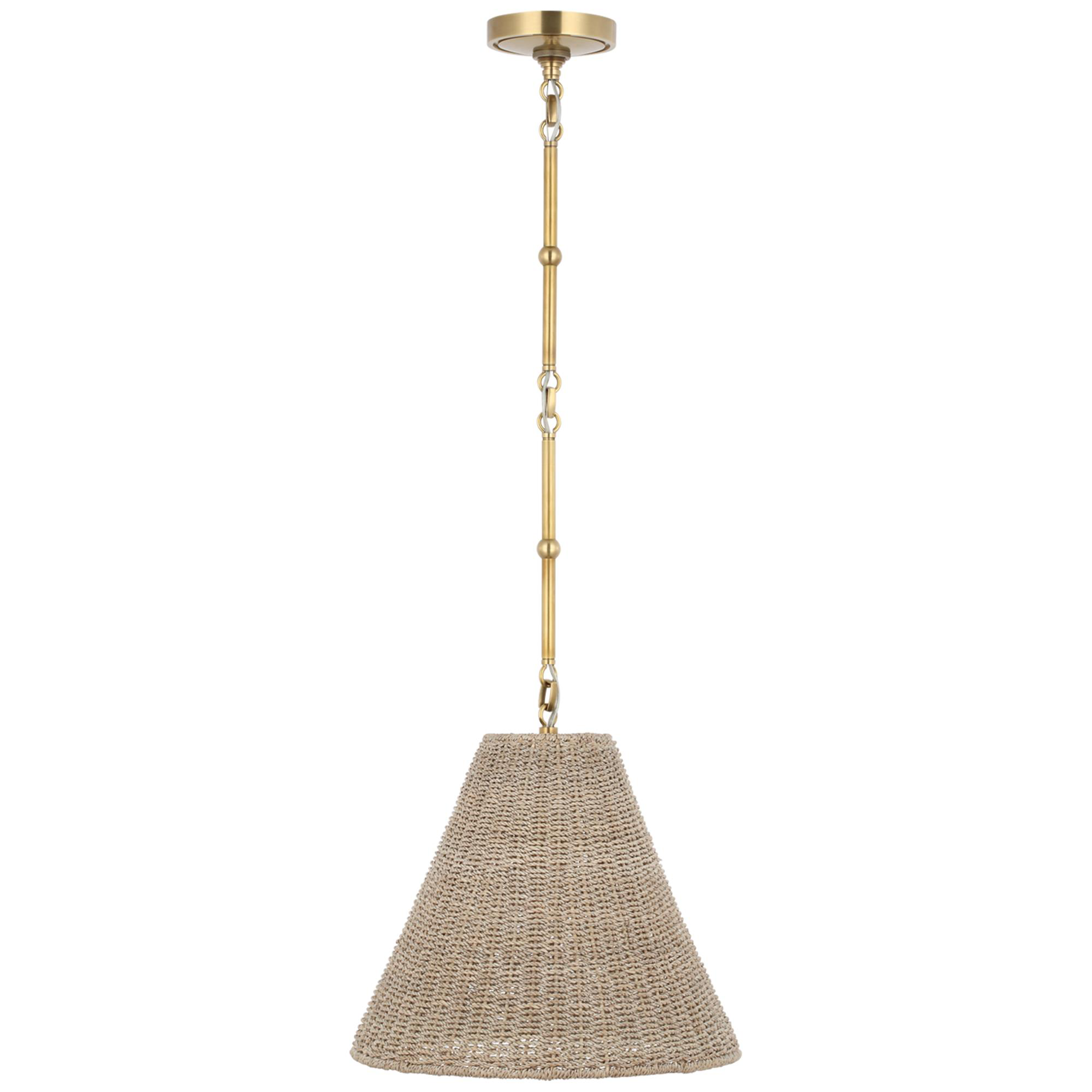 Shown in Hand-Rubbed Antique Brass finish and Ash shade