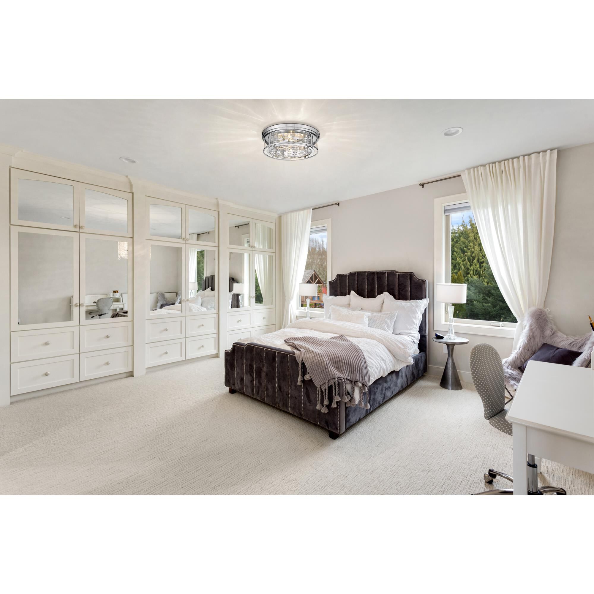 Shown in Polished Nickel finish and Inner Clear Water and Outer Clear glass and No Shade shade