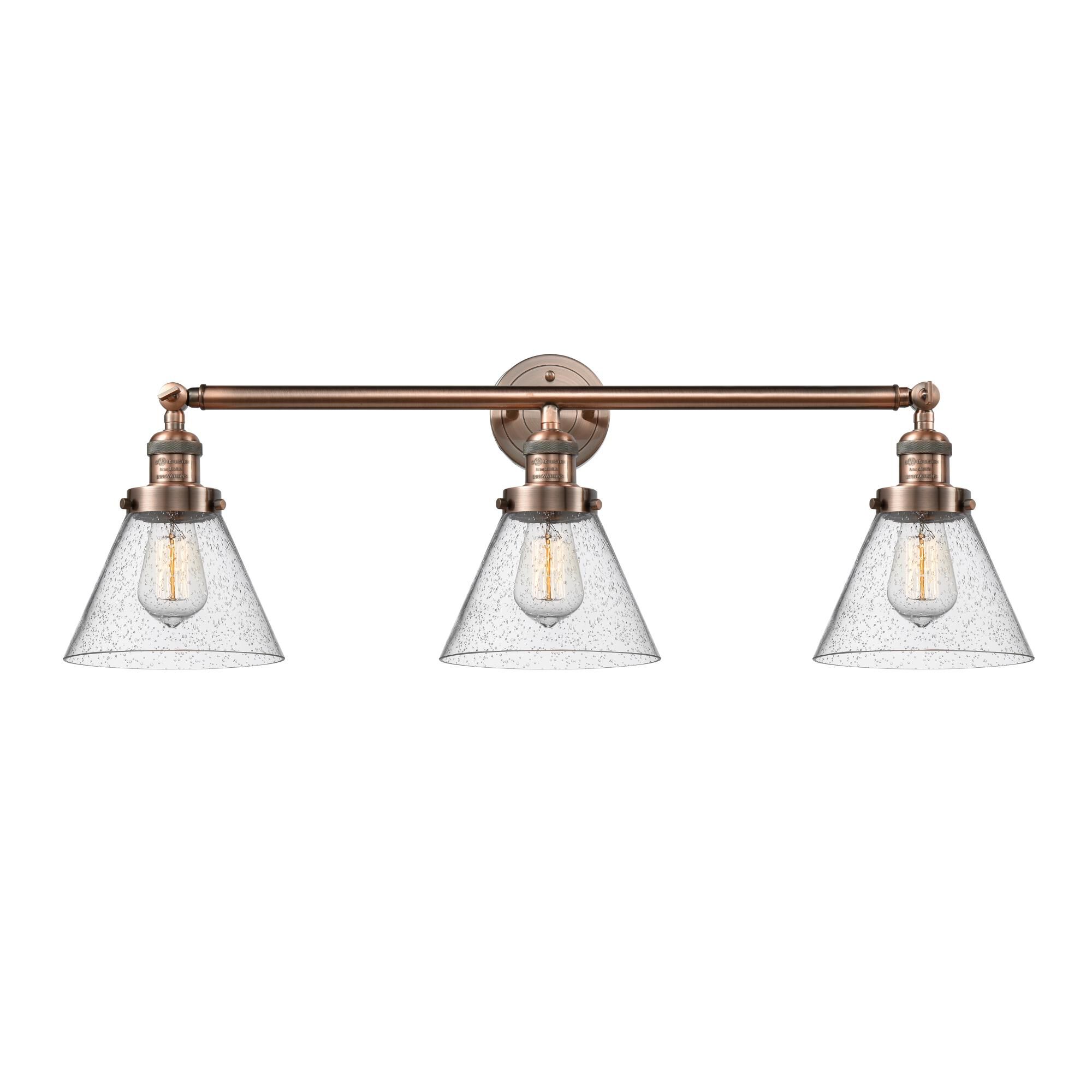 Bruno Marashlian Large Cone 32 Inch 3 Light Bath Vanity Light by Innovations Lighting