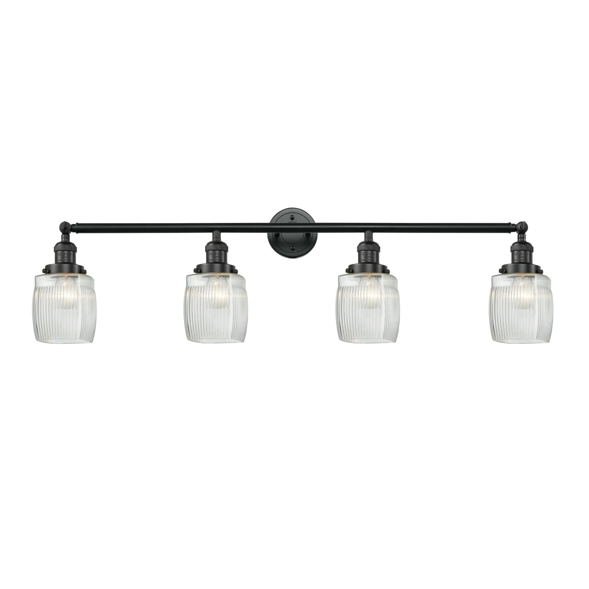 Shown in Matte Black finish and Thick Clear Halophane Colton glass