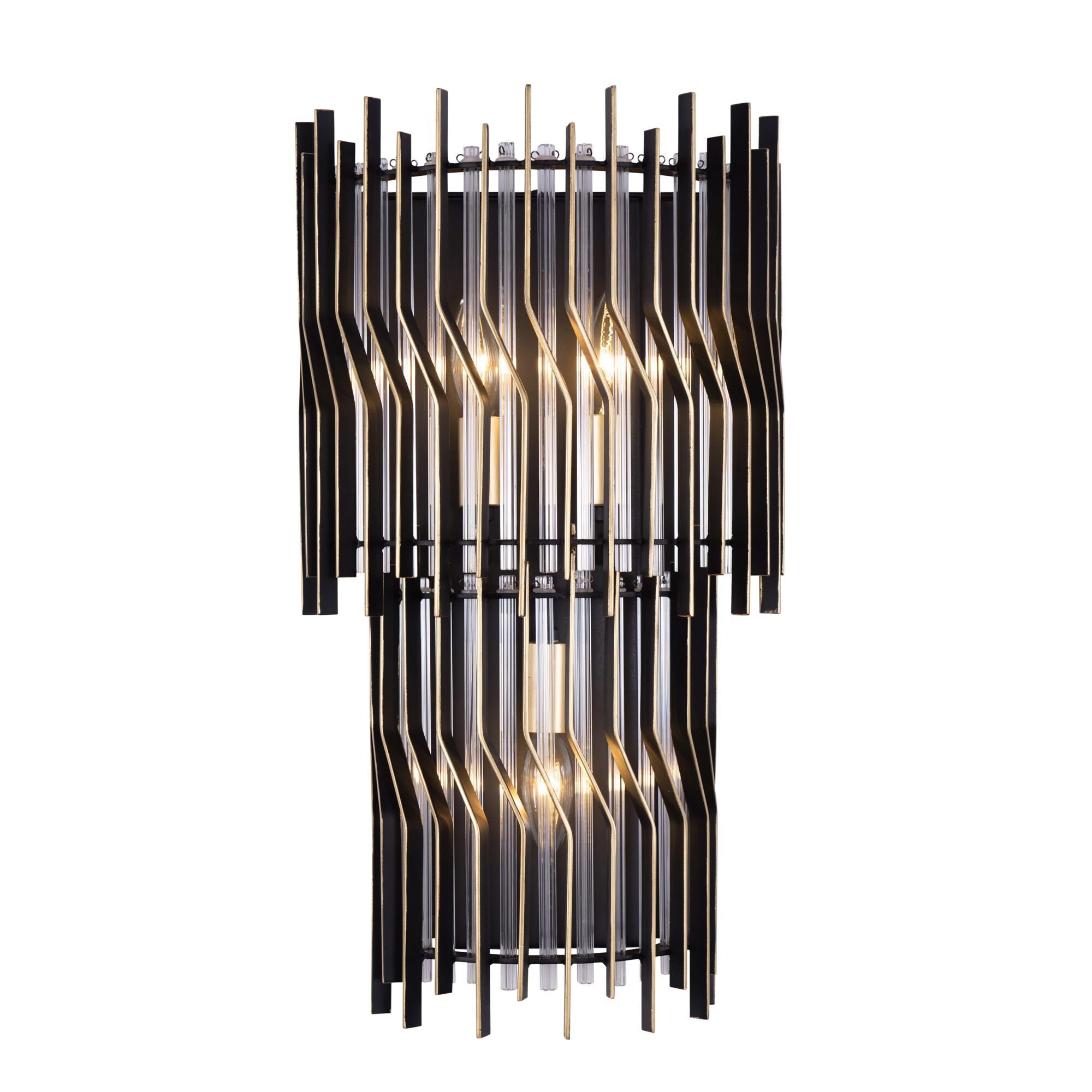 Shown in Black and Gold finish and Black and Gold shade