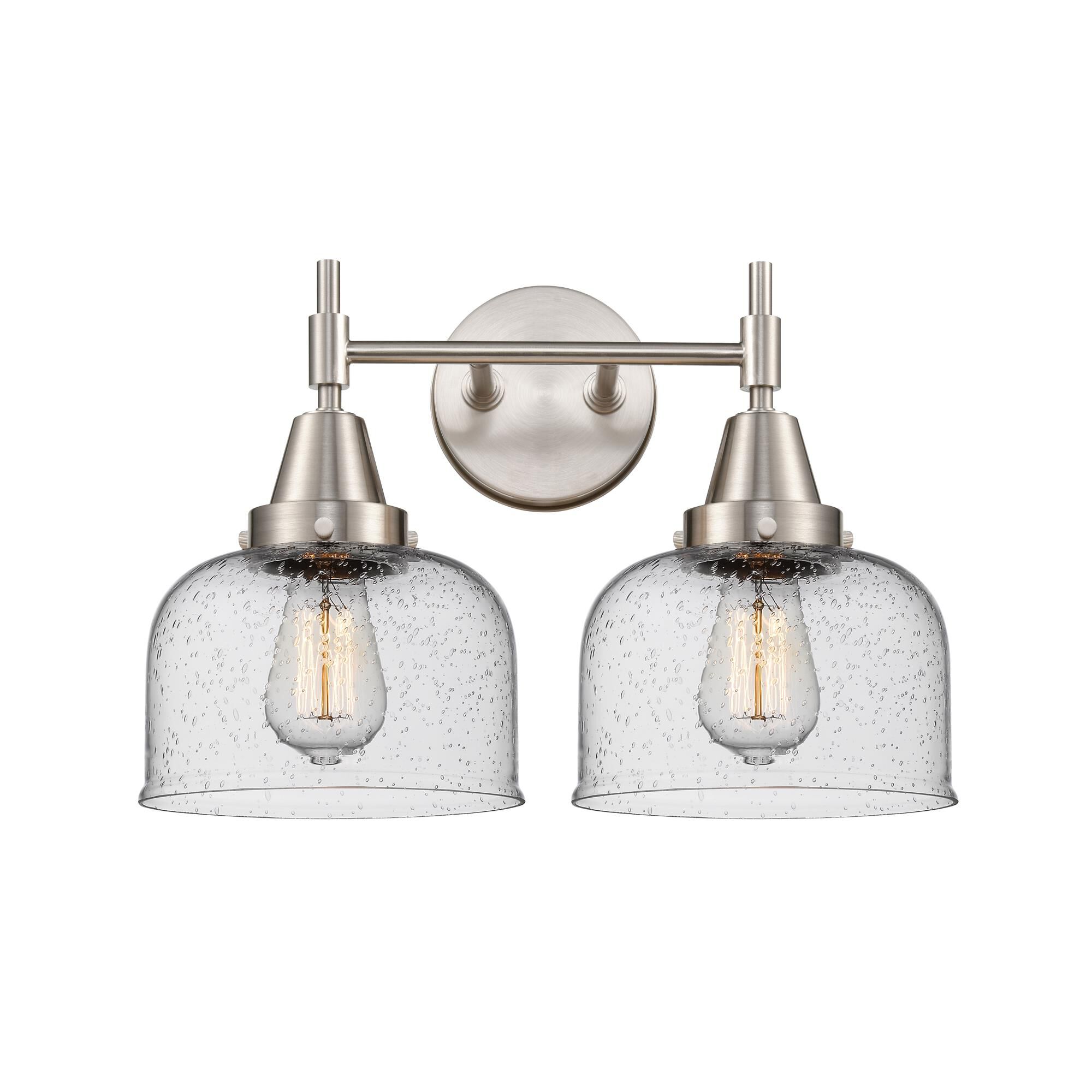 Shown in Satin Nickel finish and Seedy Large Cone glass