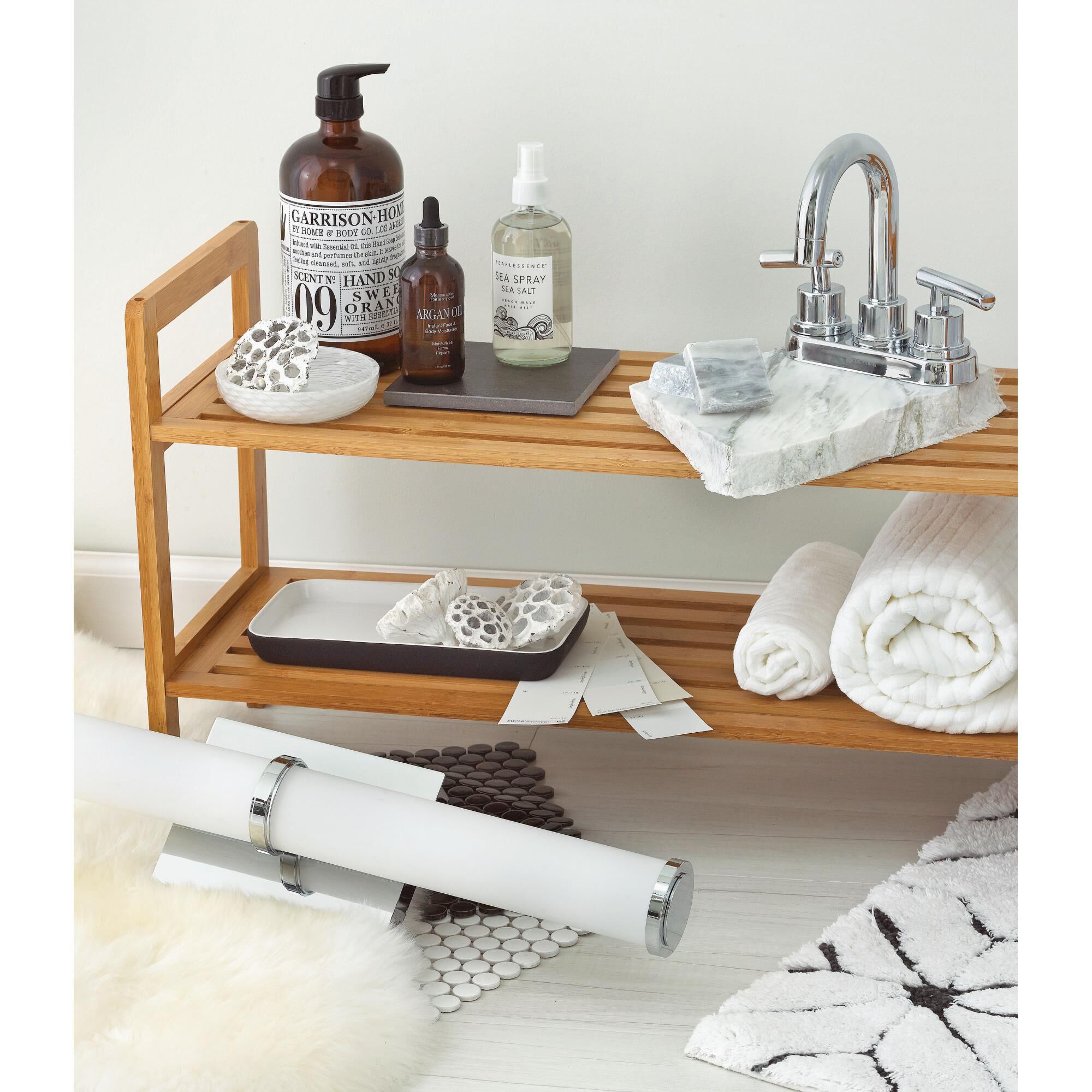 Shown in Chrome finish and Etched White glass