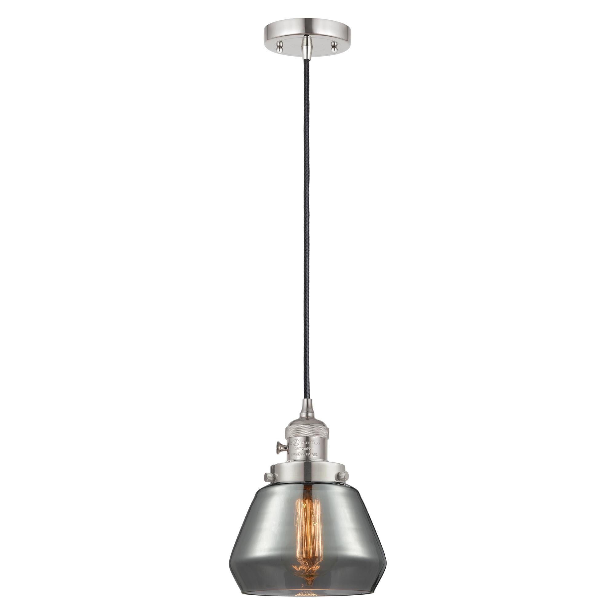 Shown in Polished Nickel finish and Plated Smoke glass