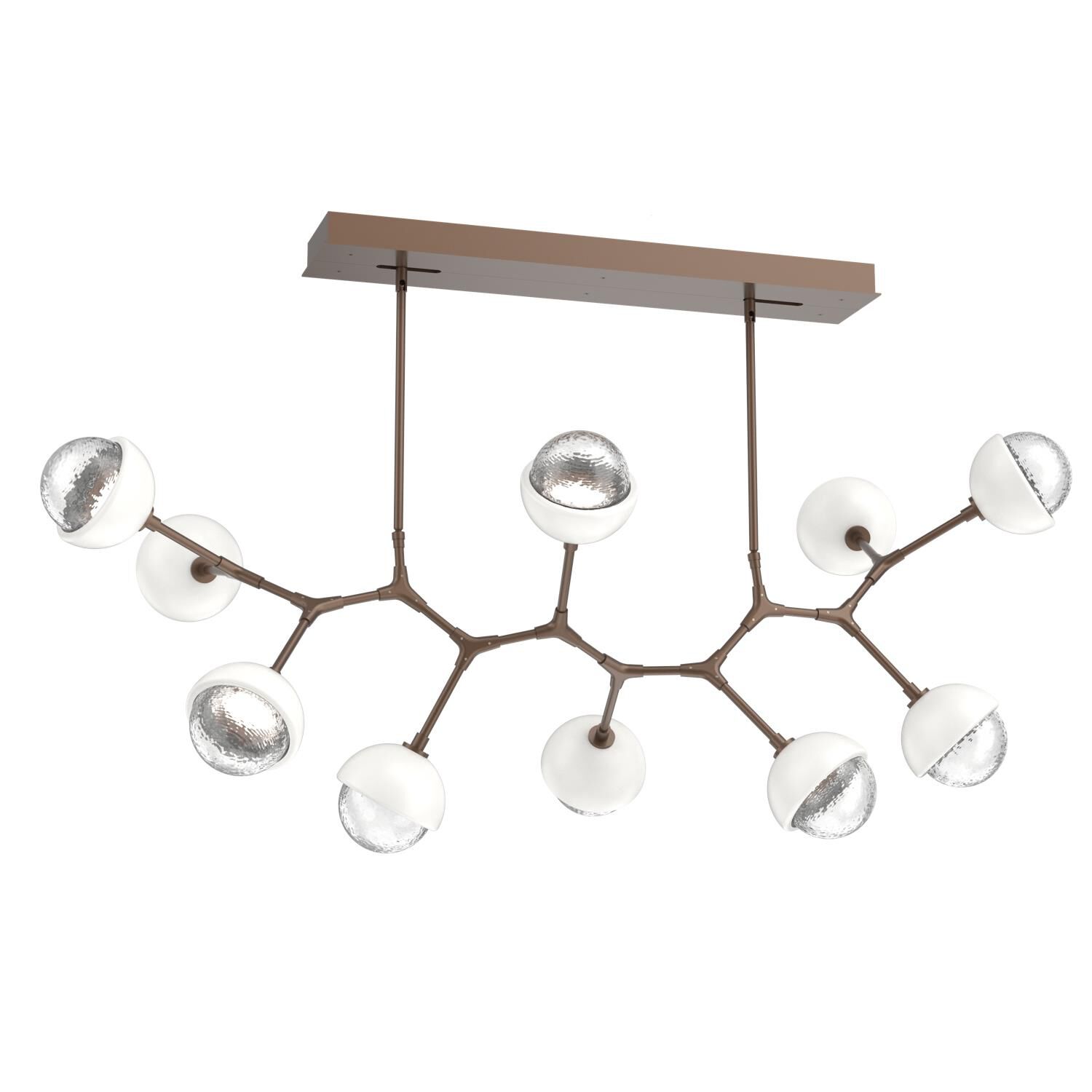 Shown in Burnished Bronze finish and Clear glass and Salt White accent