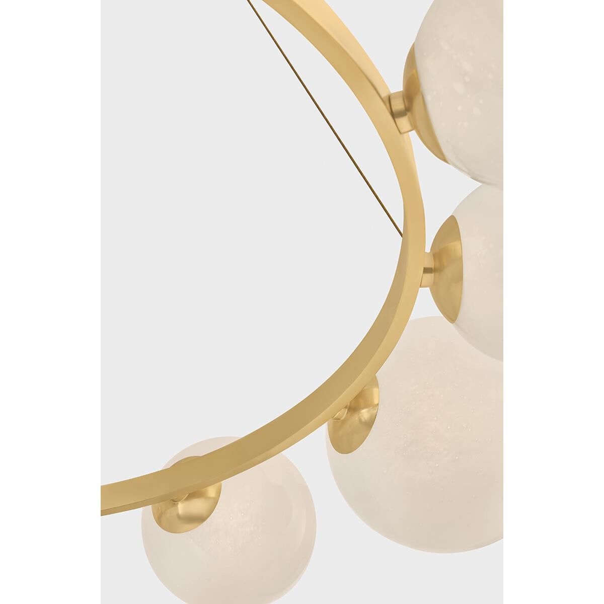 Shown in Aged Brass finish and Seeded Cloud glass