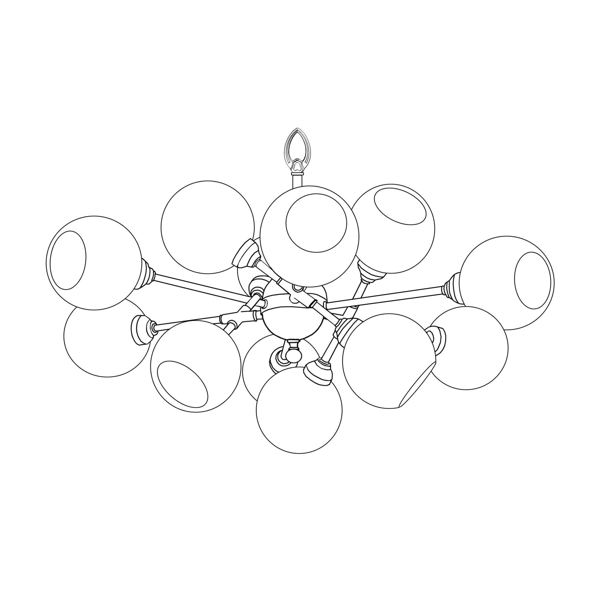 Alabaster Globes 12 Light Chandelier by American Brass and Crystal