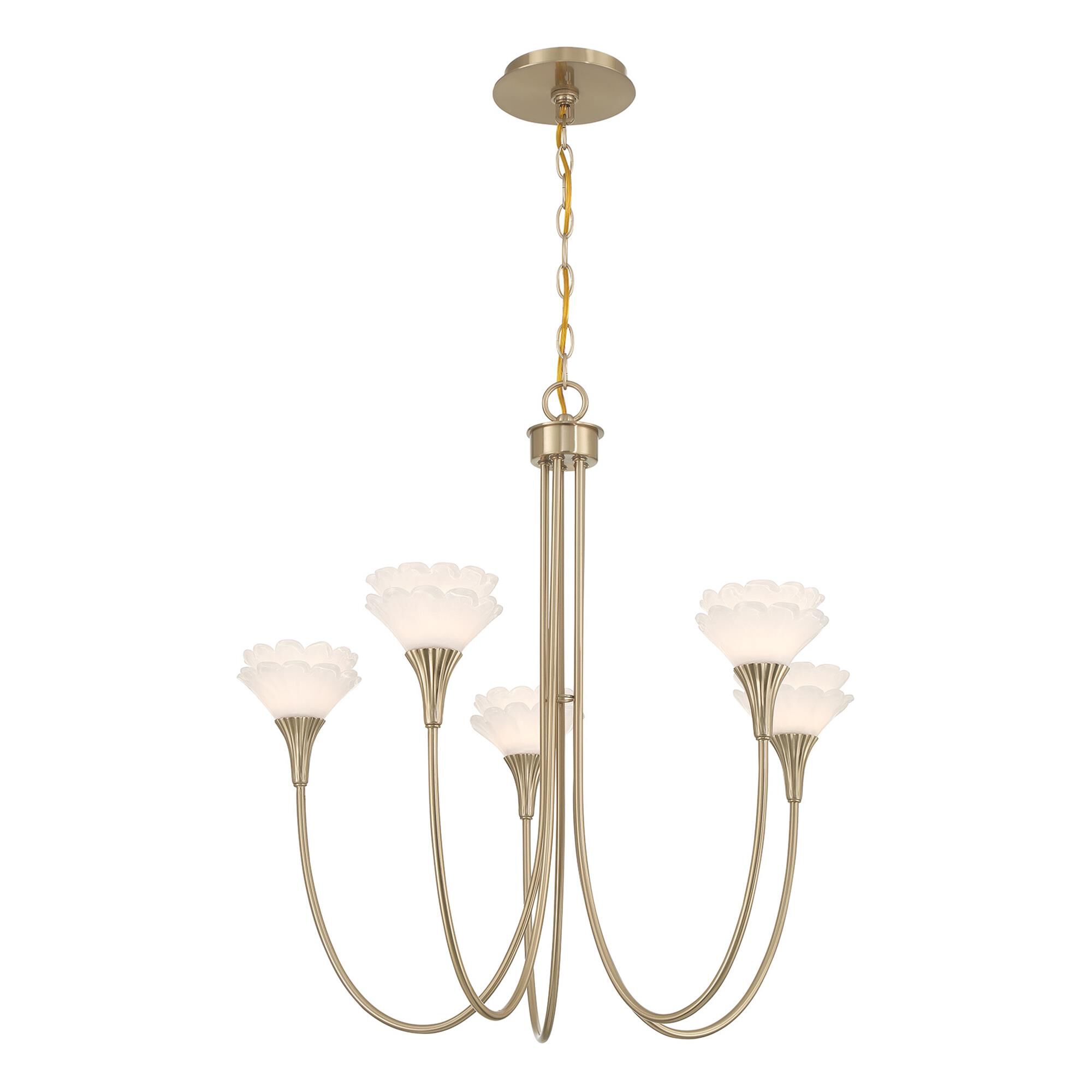 Shown in Noble Brass finish and White glass