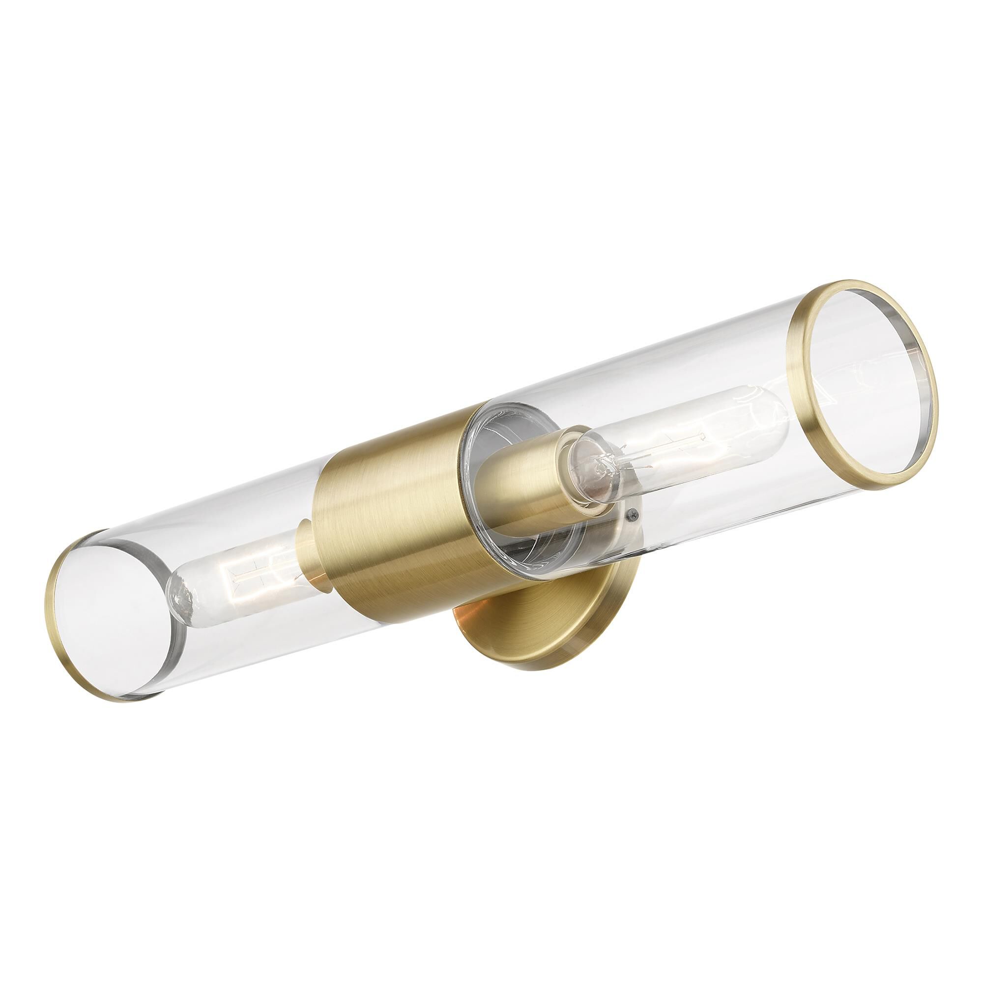 Shown in Antique Brass finish and Clear glass and Clear Glass shade
