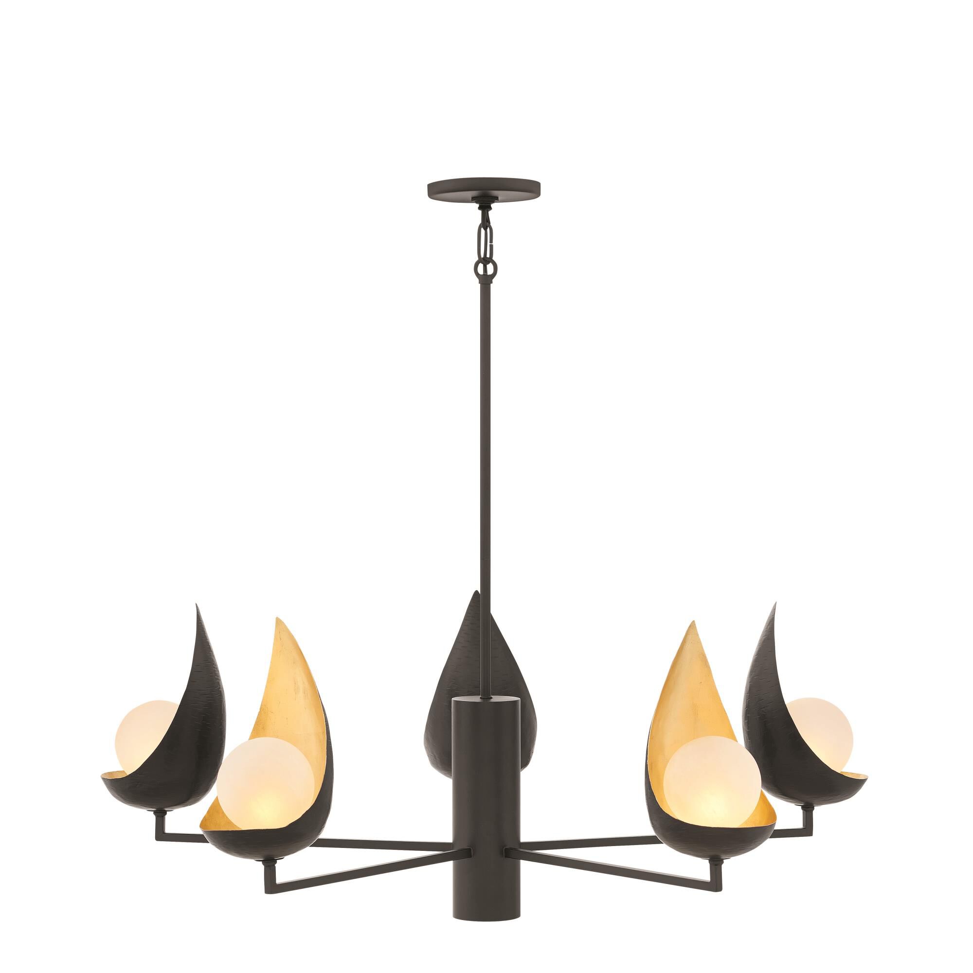 Shown in Black finish and Faux Alabaster glass