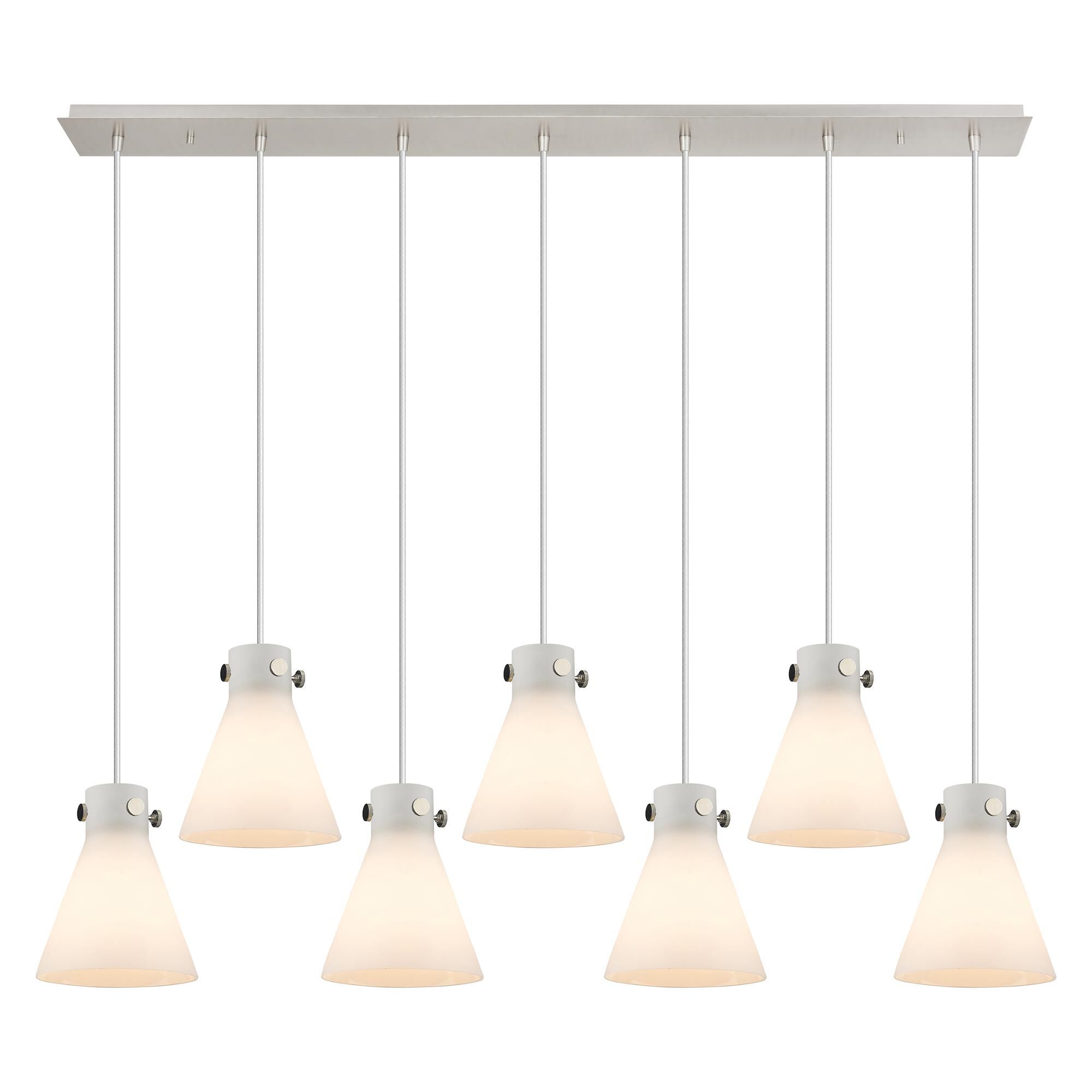 Shown in Polished Nickel finish and White glass and White Glass shade