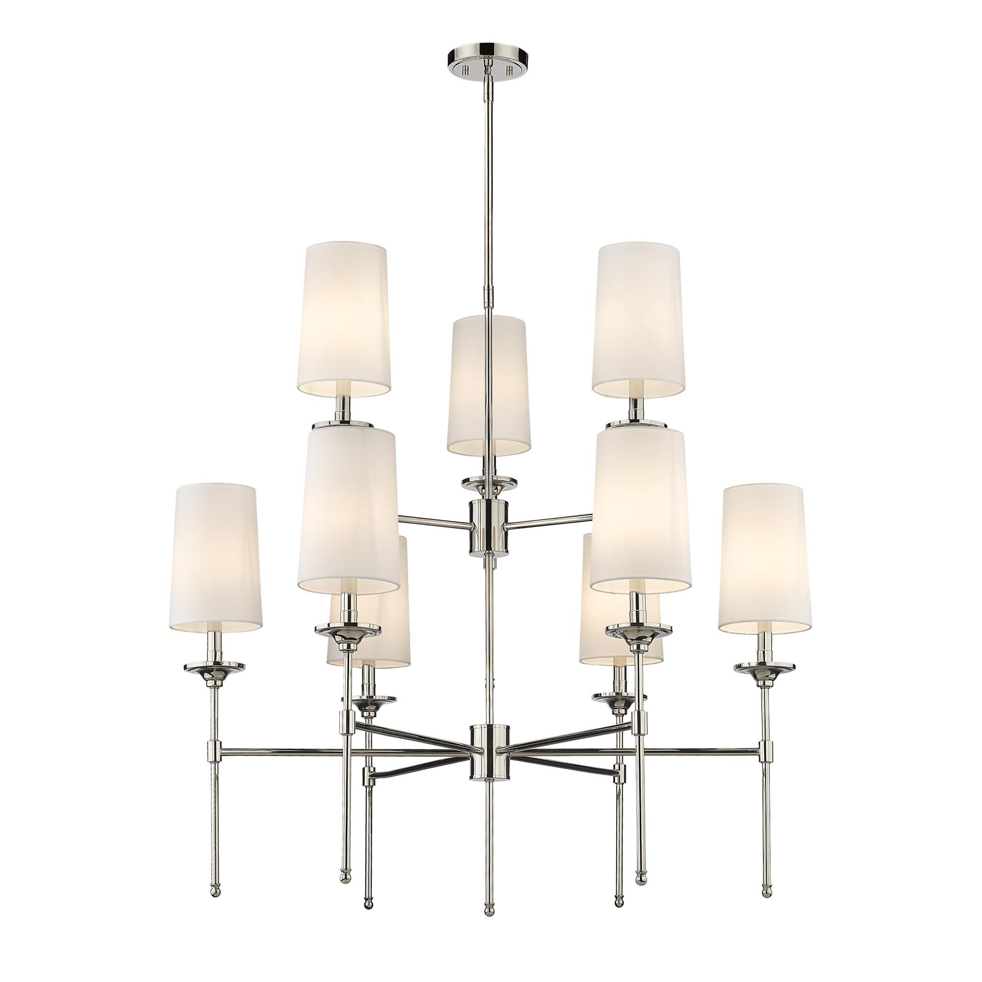 Shown in Polished Nickel finish and Cloth Cover glass and Cloth Cover shade